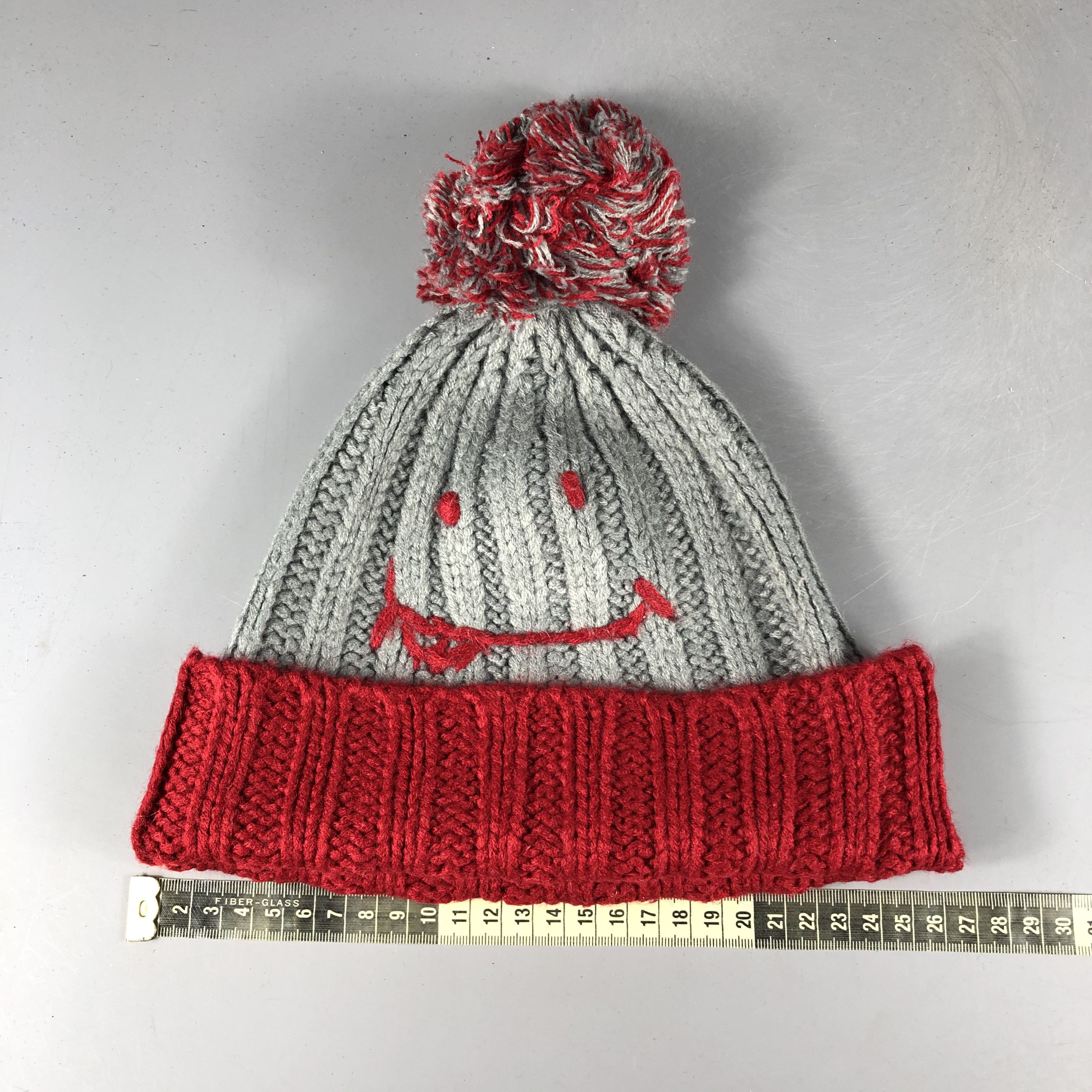 Japanese Brand × Vintage Smiley Ribbed Knit PomPom Beanie Snow Hat Snow Cap -D1058 Size ONE SIZE - 4 Thumbnail