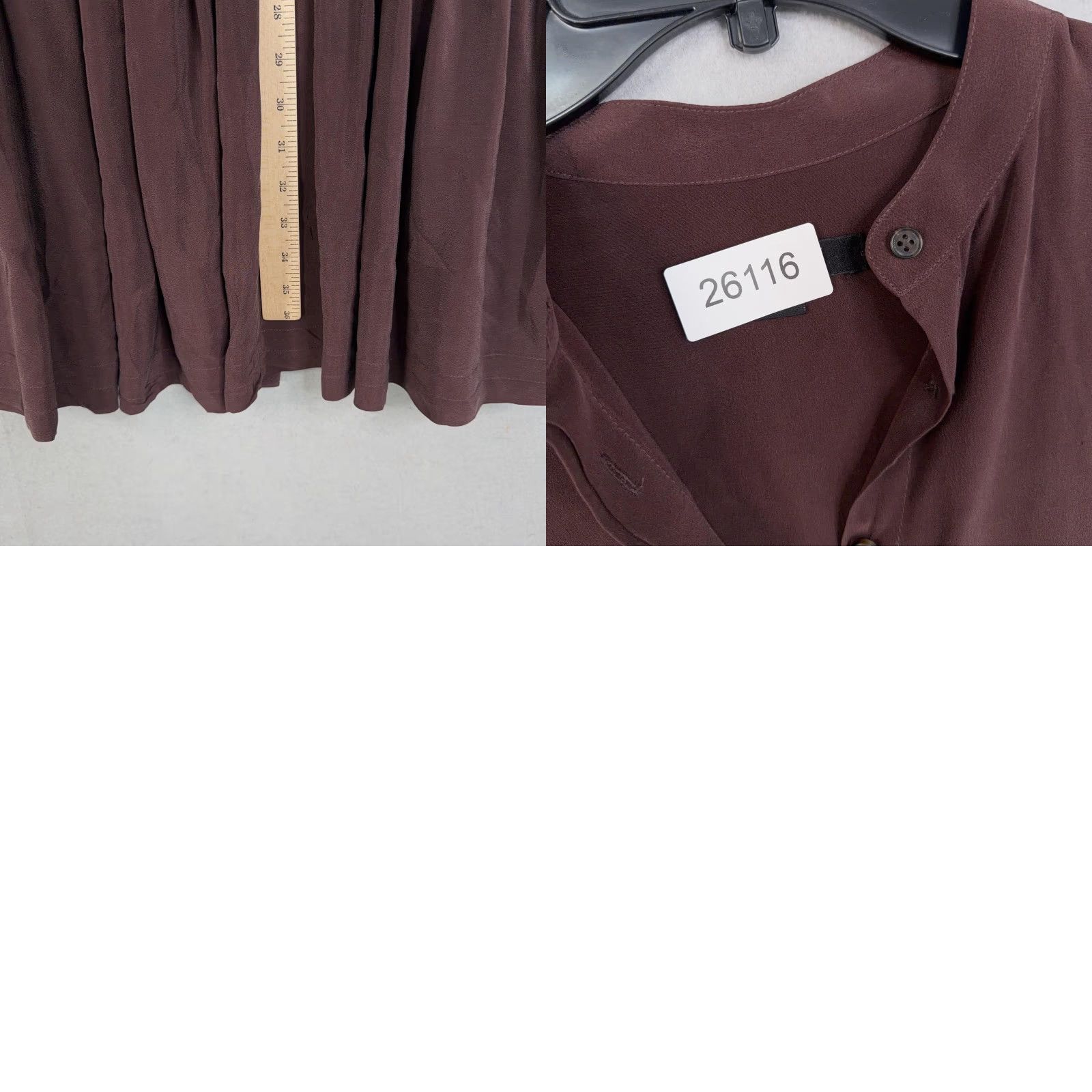 Allsaints AllSaints Dress Shirt Womens 4 Red Burgundy Silk Smocked Mini Button Front Collared Long Sleeve Casual Party/Cocktail Size S / US 4 / IT 40 - 8 Thumbnail