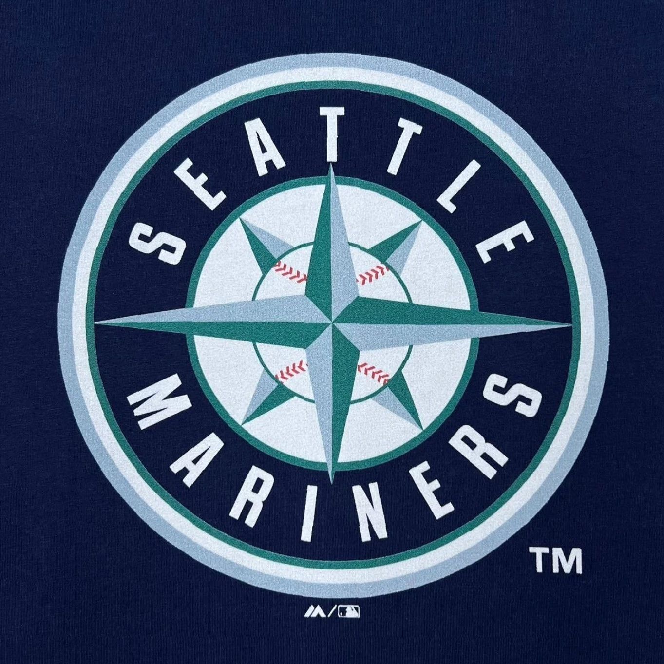 MLB MLB Seattle Mariners Big Logo Spellout Baseball Graphic Navy Blue T-Shirt Medium Mens Shirt Size M Short Sleeve Cotton Logotype Size US M / EU 48-50 / 2 - 4 Thumbnail