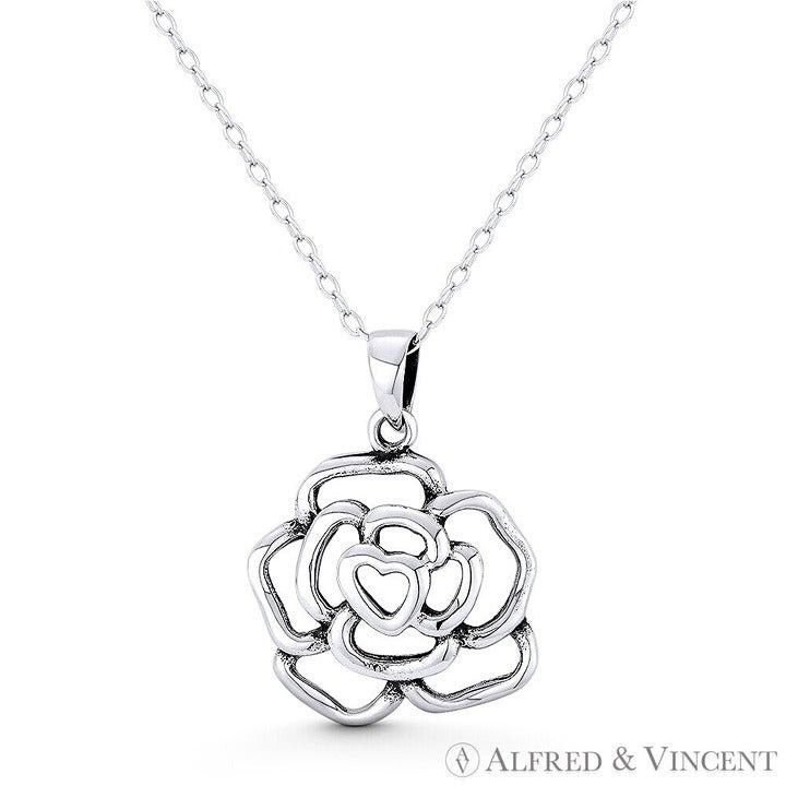 Other Rose Flower Charm Open Design Oxidized Pendant Size ONE SIZE - 1 Preview