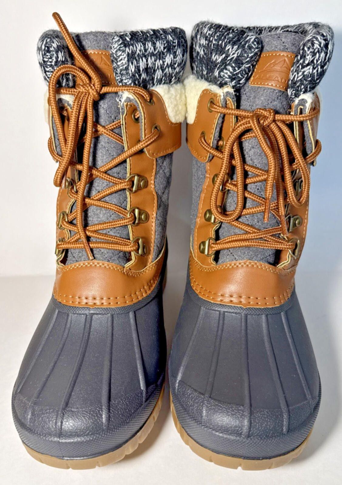 Other ALEADER Winter Snow Boot Brown/Grey Faux Fur Lined Waterproo Size US 9 / IT 39 - 4 Thumbnail