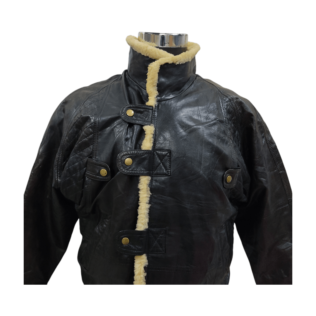 Genuine Leather Vintage 60s Bikers Shearling Fur Lined Leather Jacket Size US M / EU 48-50 / 2 - 2 Thumbnail