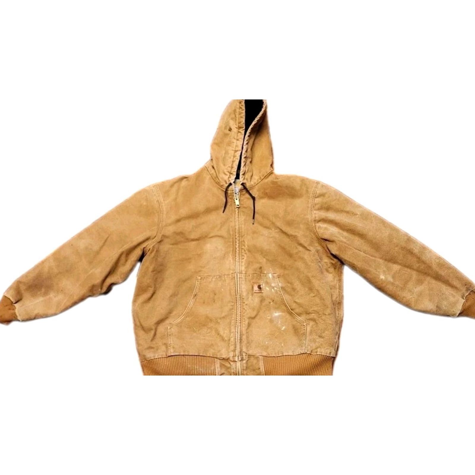 Carhartt VINTAGE Carhartt Bomber Jacket Mens XL Coat J130 211 Canvas Chore Full Zip Beige 90s Retro City Classic Workwear Logo Zipper Quilted Long Sleeve Mens Size US XL / EU 56 / 4 - 2 Thumbnail