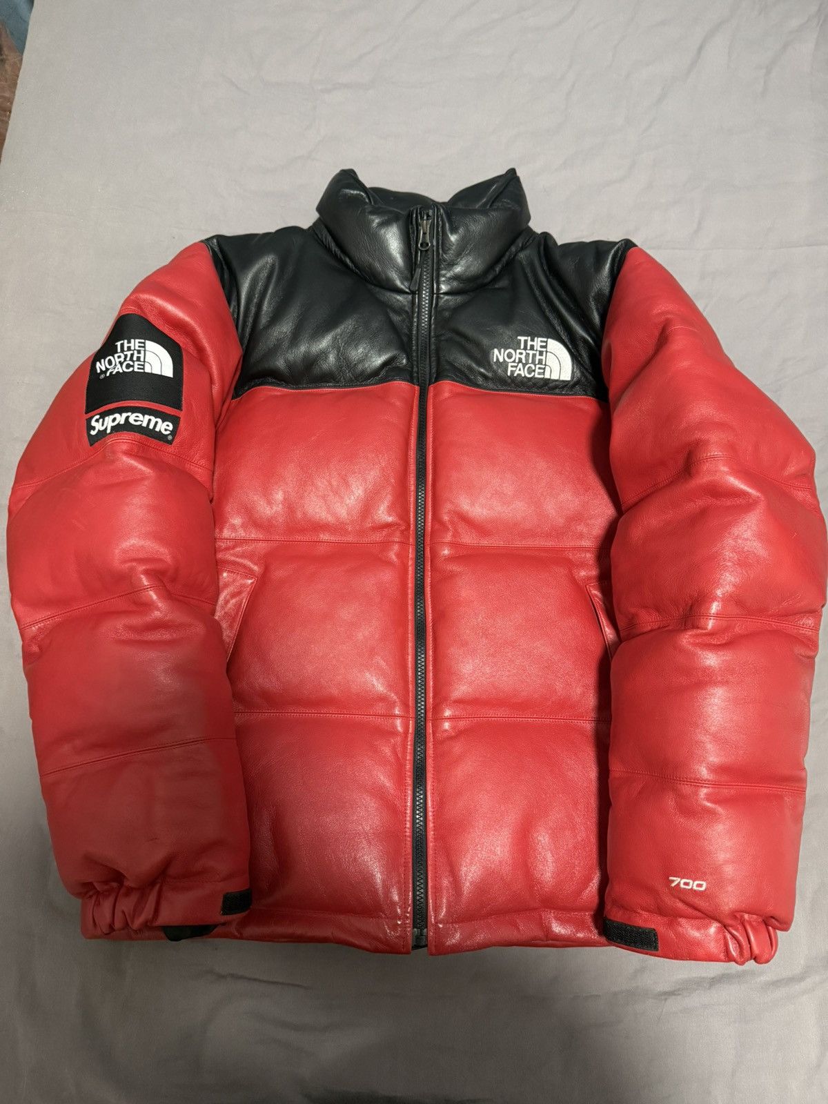 The North Face Supreme tnf the north face leather nuptse jacket red Size US M / EU 48-50 / 2 - 1 Thumbnail