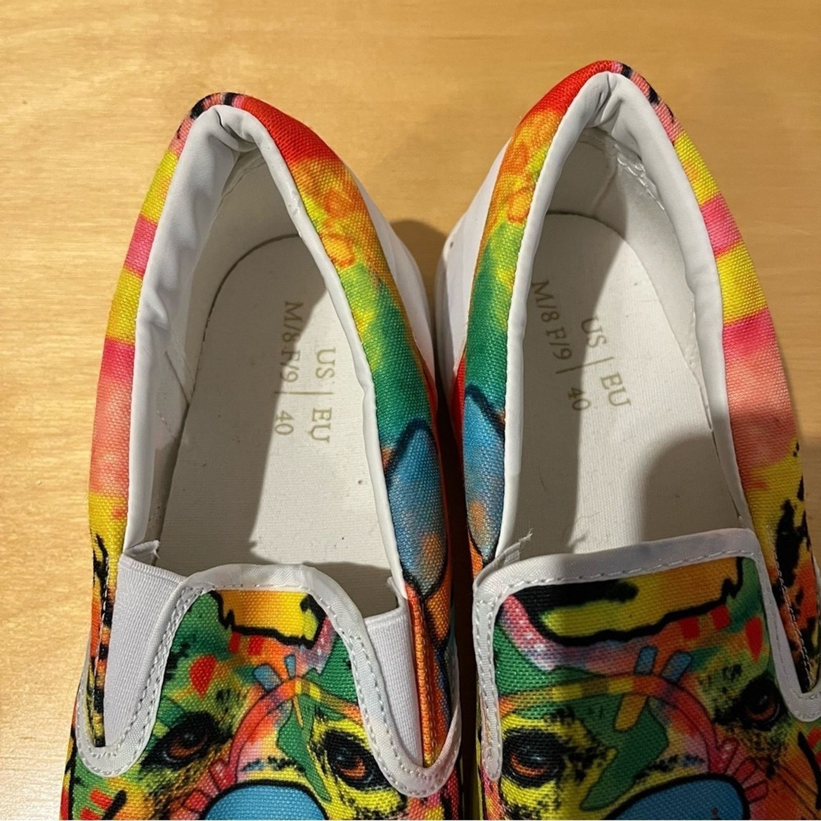 Other Colorful Dog Face Shoes Womens 9 Rainbow Hippie Boho Slip On Size US 9 / IT 39 - 8 Thumbnail