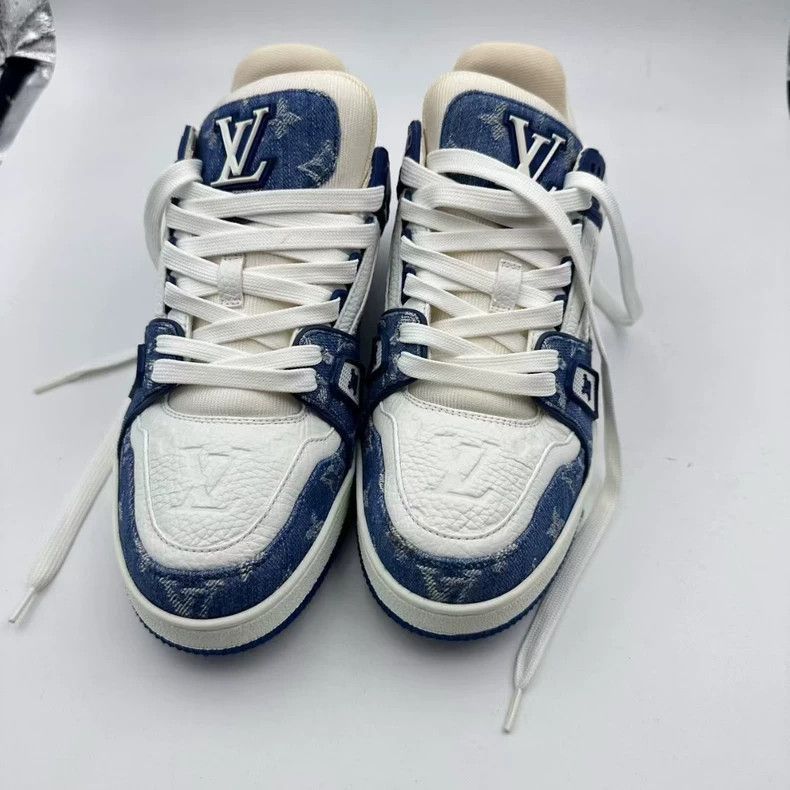 Louis Vuitton lv trainer blue denim sneakers-2508 Size US 10 / EU 43 - 4 Thumbnail