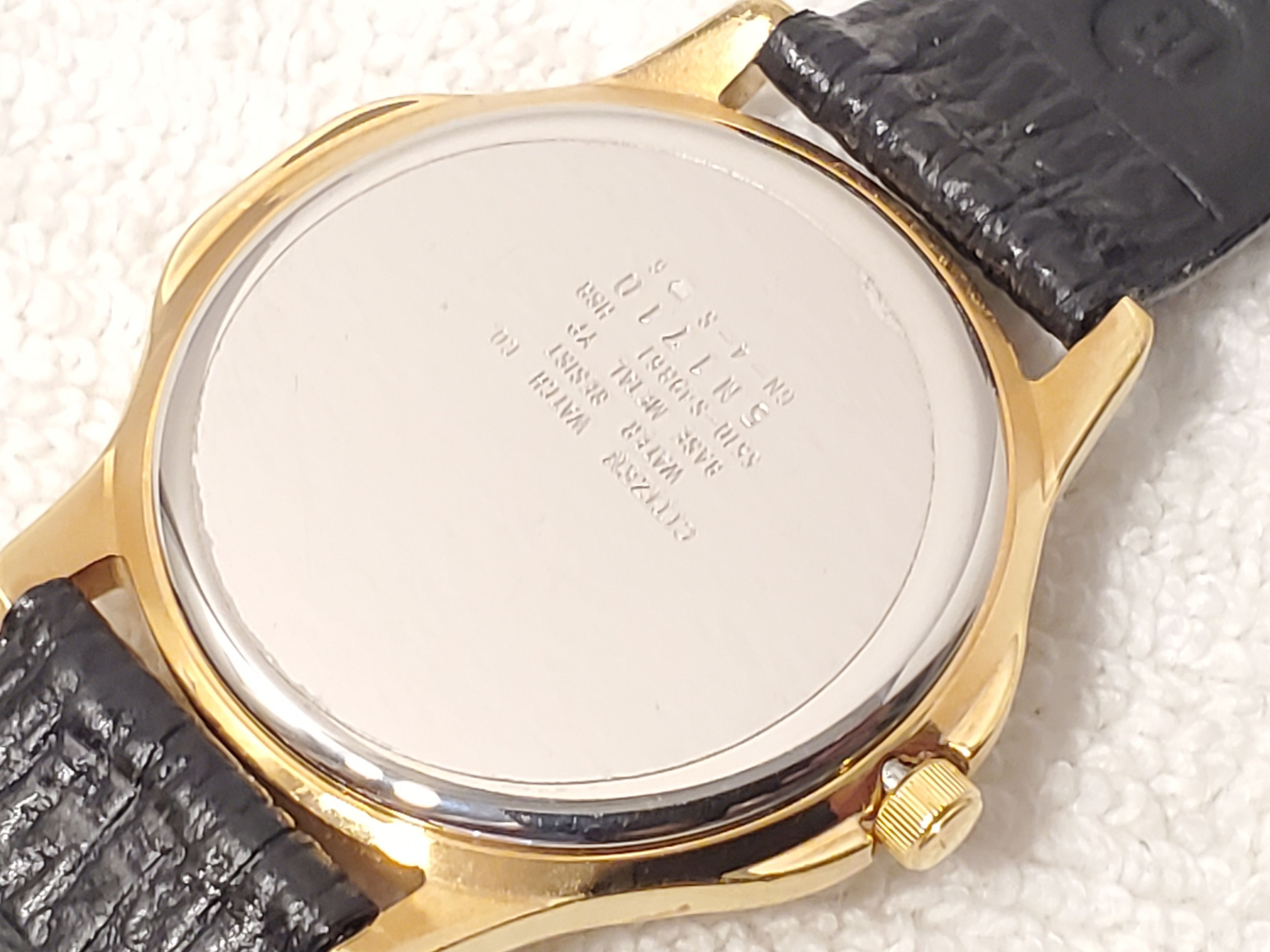 Citizen Vintage Citizen Men's Black Dial Date Watch Leather Strap SS Size 36 - 8 Thumbnail