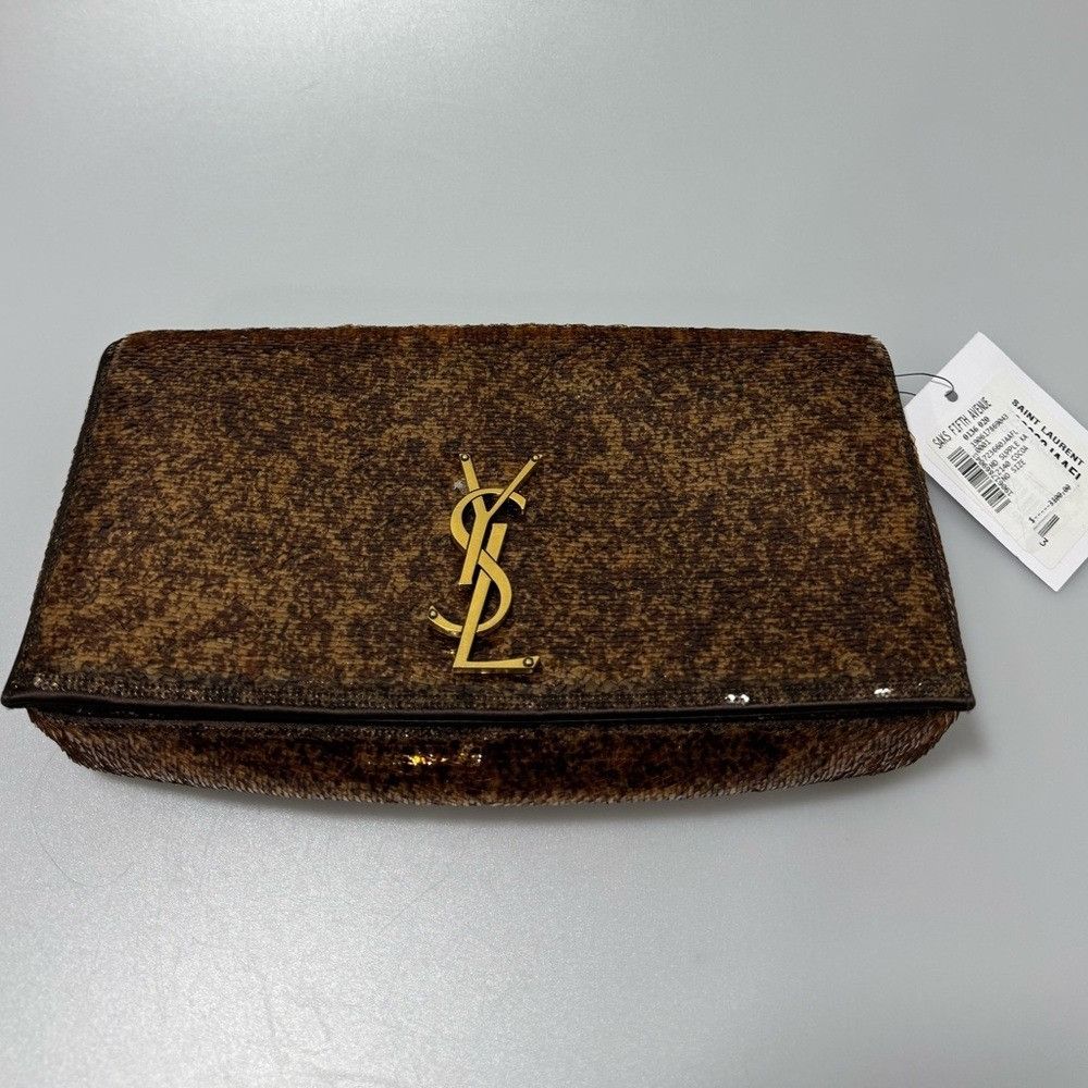 Saint Laurent YSL Kate 99 Shoulder Bag Sequin Brown