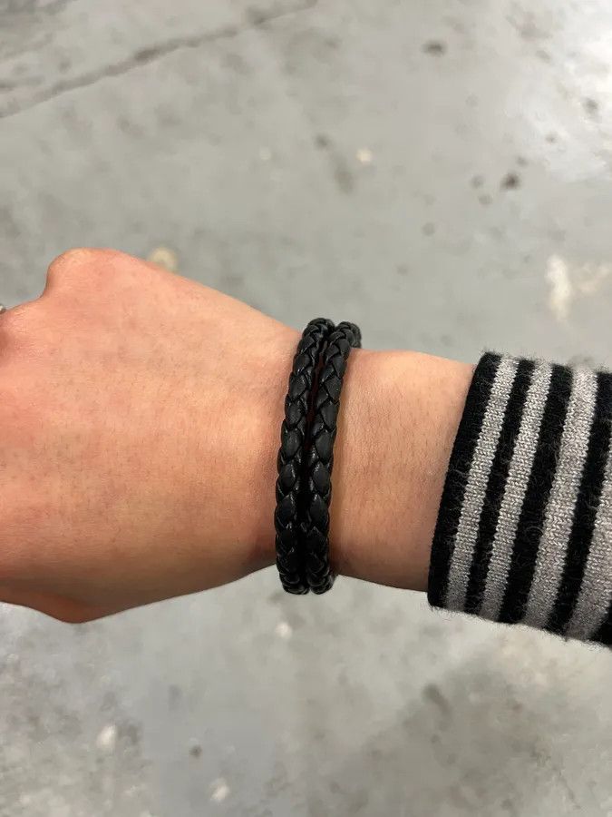 Bottega Veneta Bottega Veneta Knotted Closure Black Leather Bracelet Size ONE SIZE - 3 Thumbnail