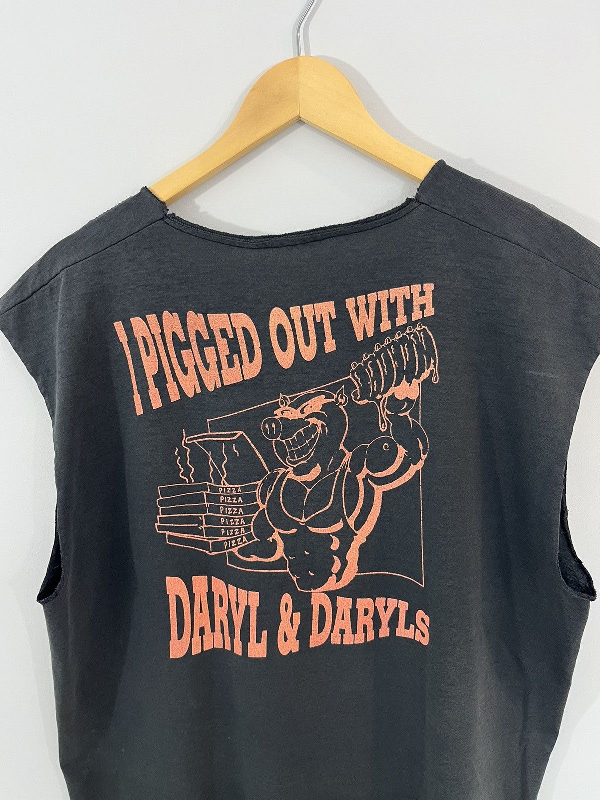 Vintage Single Stitch Thrashed 80s Cut Off Pizza Shirt Size US L / EU 52-54 / 3 - 4 Thumbnail