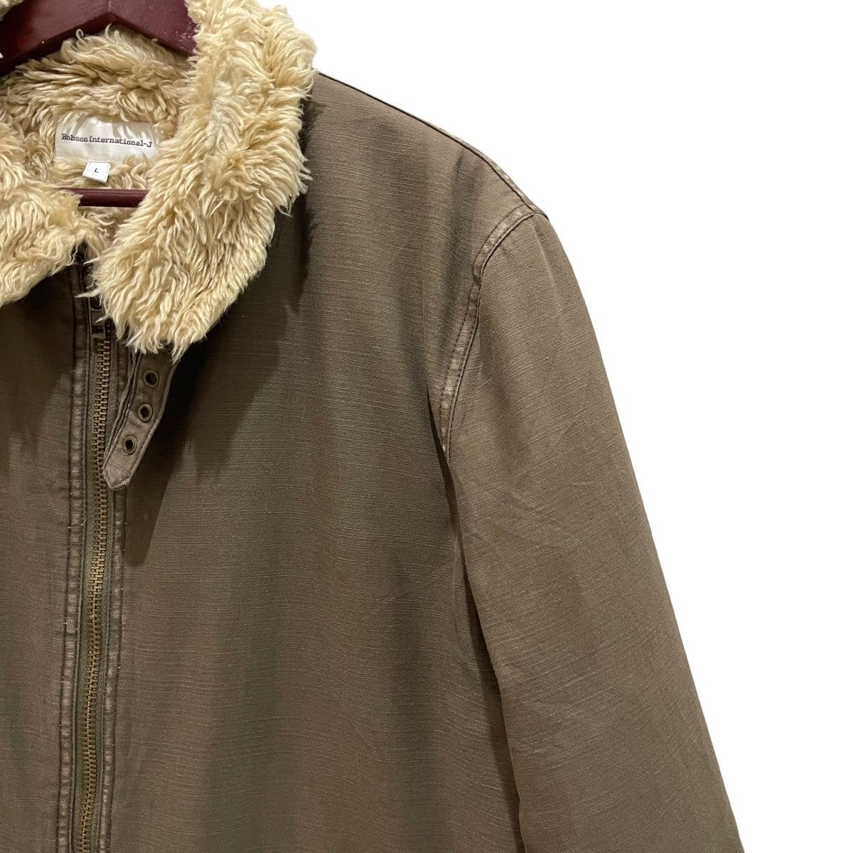 Vintage Vtg 90s Bobson International Shearling Zipper Chore Jacket Size US L / EU 52-54 / 3 - 4 Thumbnail