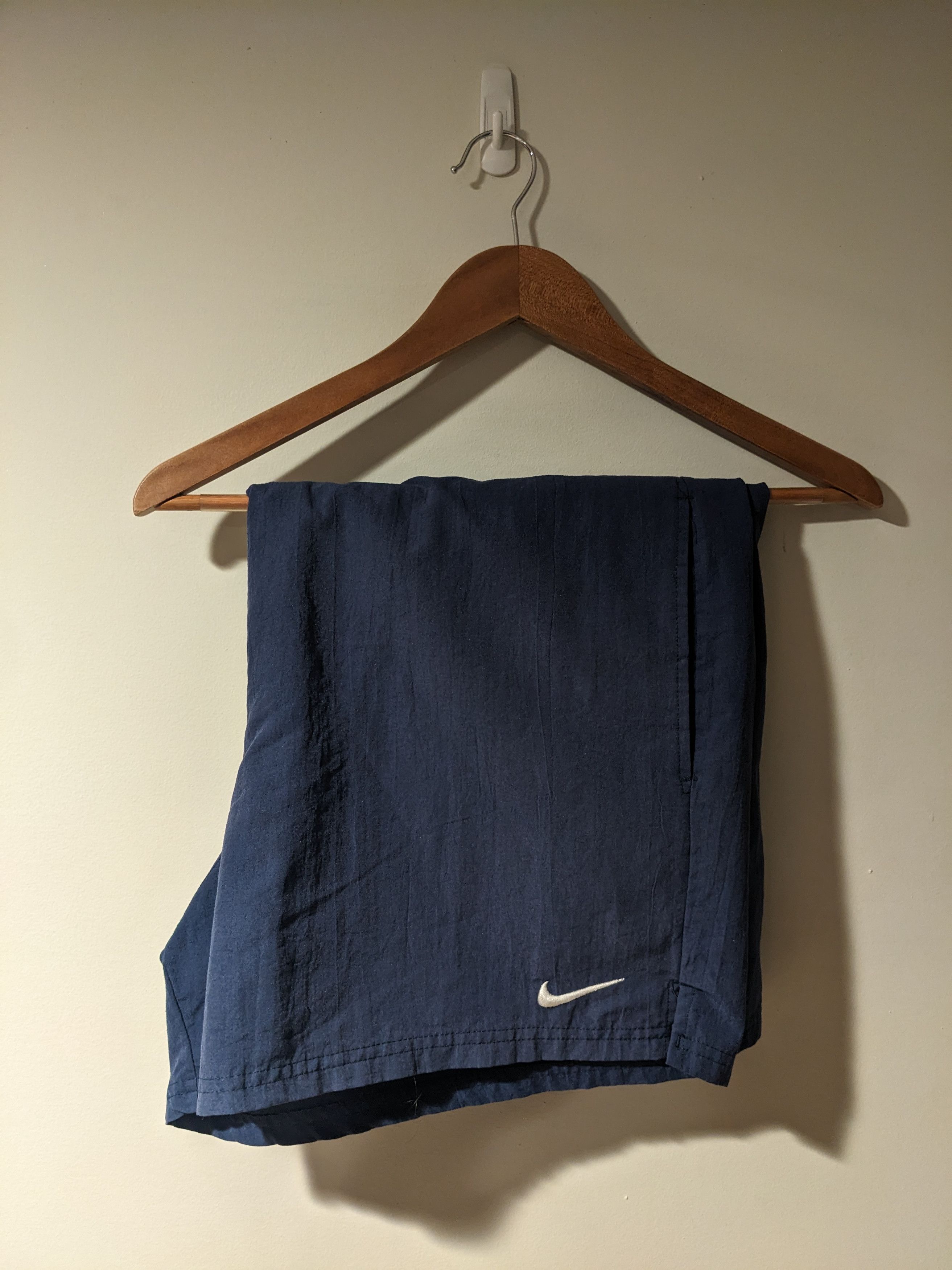 Nike × Vintage Vintage 90s Nike Mini Swoosh Essential Blue Large Shorts Size US 38 / EU 54 - 1 Thumbnail