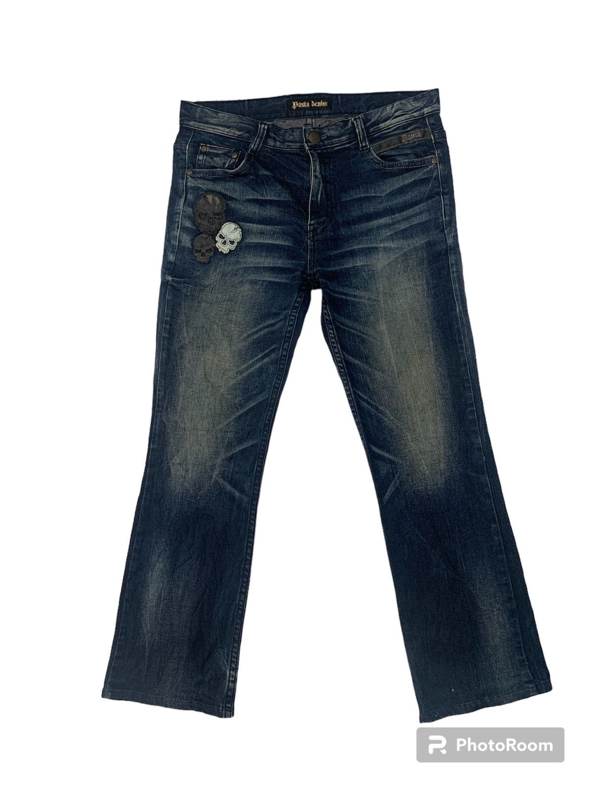 If Six Was Nine Pasta Denim jean skull skeleton design spandex pant Size US 37 - 2 Thumbnail