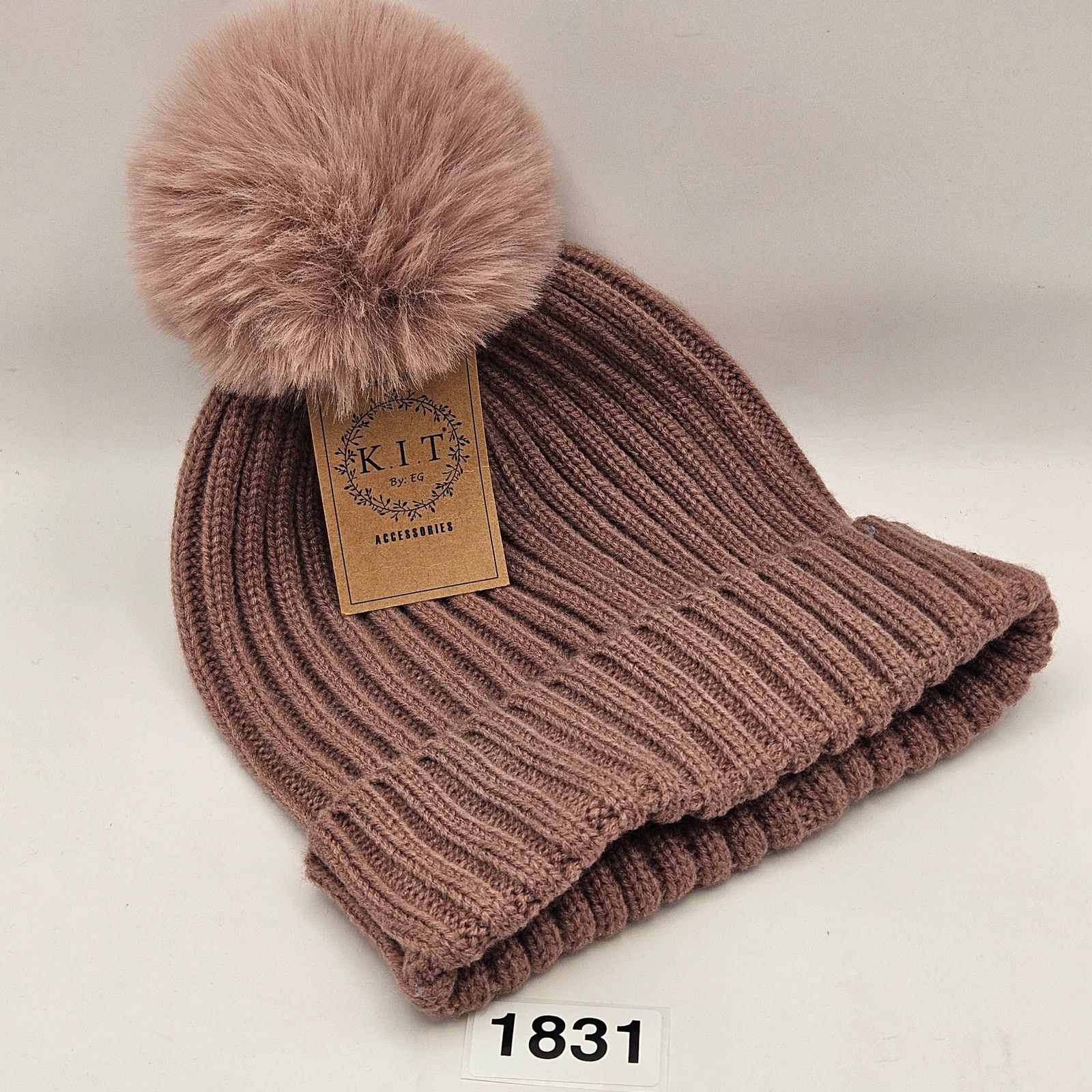 Other KIT FURRY BALL BEANIE DUSTY ROSE NWT Size ONE SIZE - 1 Thumbnail