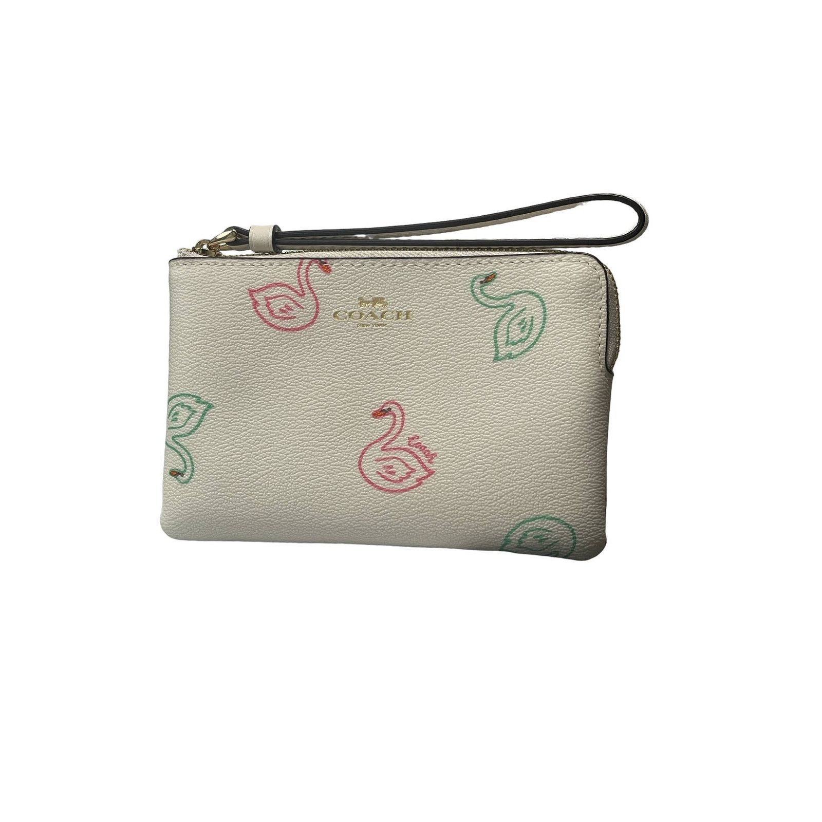Coach Coach Corner Zip Swan Print Wristlet new Size ONE SIZE - 1 Thumbnail