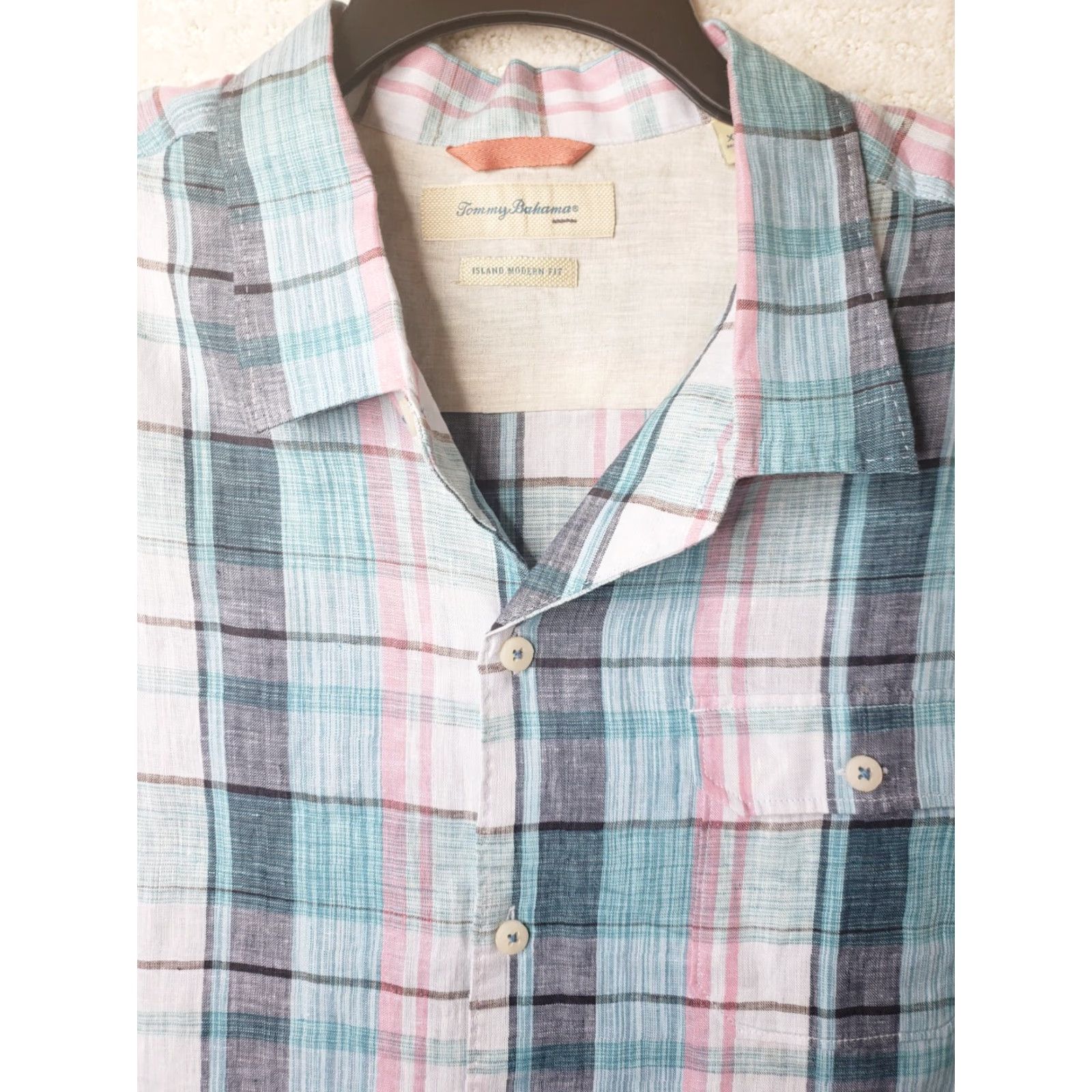 Tommy Bahama Tommy Bahama Shirt Mens 2XL 100% Linen Multicolor Plaid Short Sleeve Collared Relax XXL Size US XXL / EU 58 / 5 - 6 Thumbnail