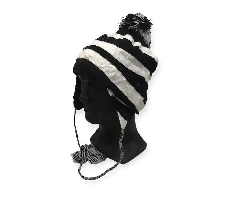 image of Stripe Jail Earflap Beanie Hat, Men's