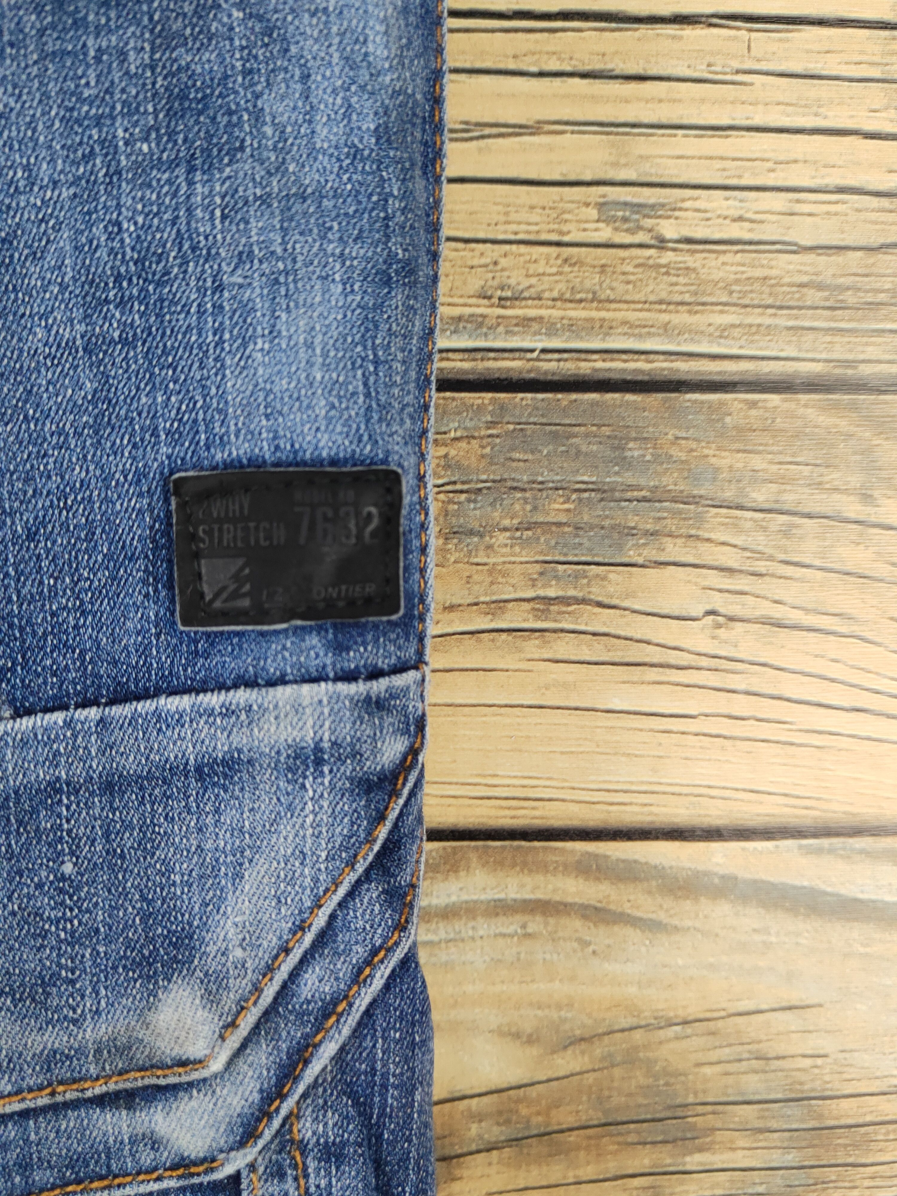Japanese Brand I'z Frontier Dark Blue Distressed Ripped cargo Jeans #W1968 Size US 31 - 5 Thumbnail