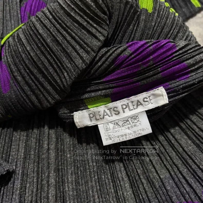 Issey Miyake Issey Miyake Pleated Long Sleeve Top, Purple Green Floral Size S / US 4 / IT 40 - 5 Thumbnail