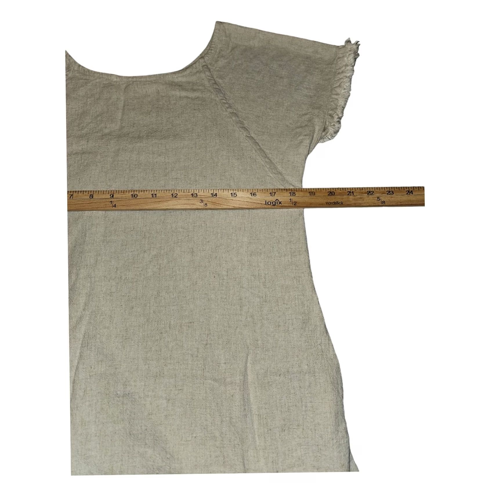 Vintage UMGEE Dress Small Cream Short Sleeve Tunic 55% Linen Casual Travel Women Size 28" / US 6 / IT 42 - 3 Thumbnail