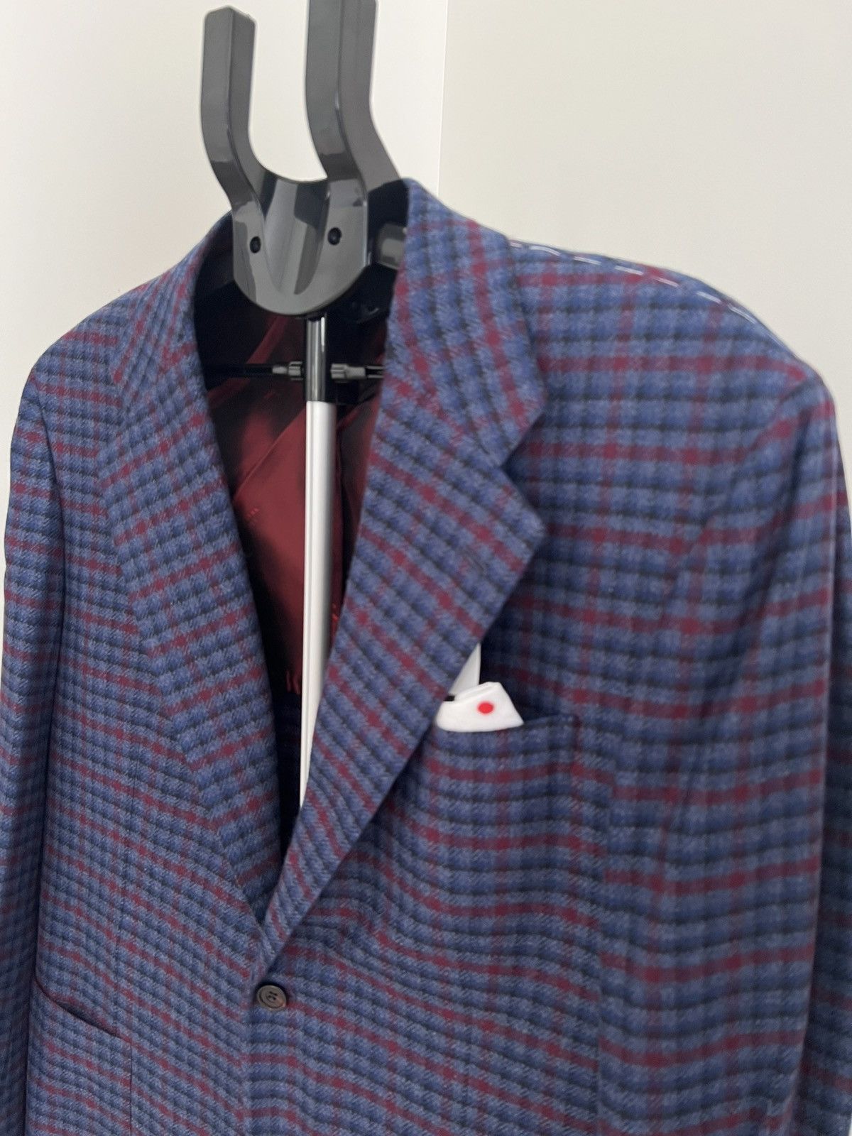 Barneys New York × Kiton Kiton Blue & Red Check Cashmere Blazer Size 44R US / 54R IT Size 44R - 2 Thumbnail