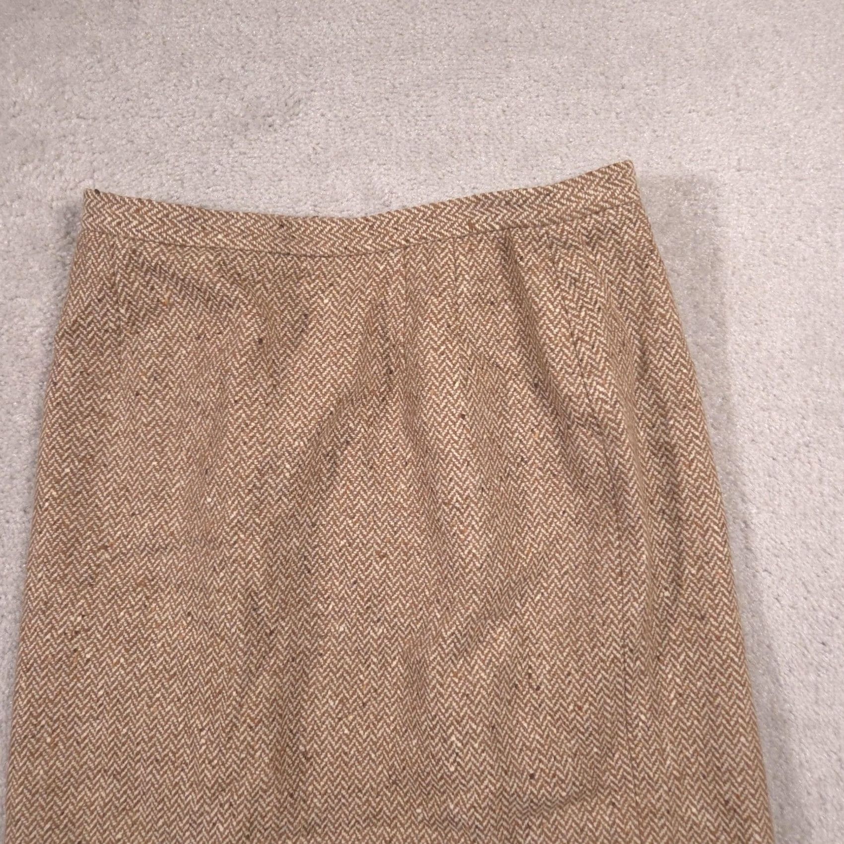 Talbots Talbots Skirt Womens Petite 12 Brown Wool Herringbone Pencil Lined Career Tweed Size 34" / US 12 / IT 48 - 3 Thumbnail