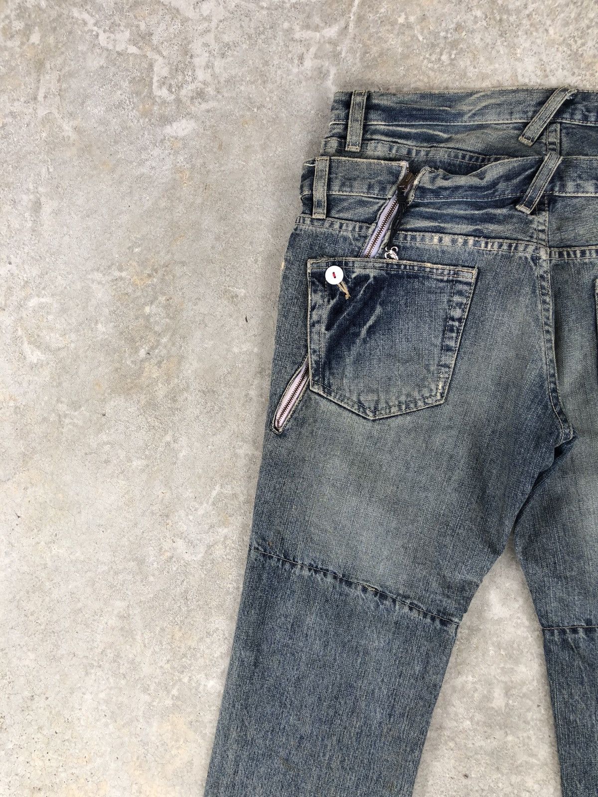 PPFM PPFM Double Waist Distressed Jeans Size US 33 - 10 Thumbnail