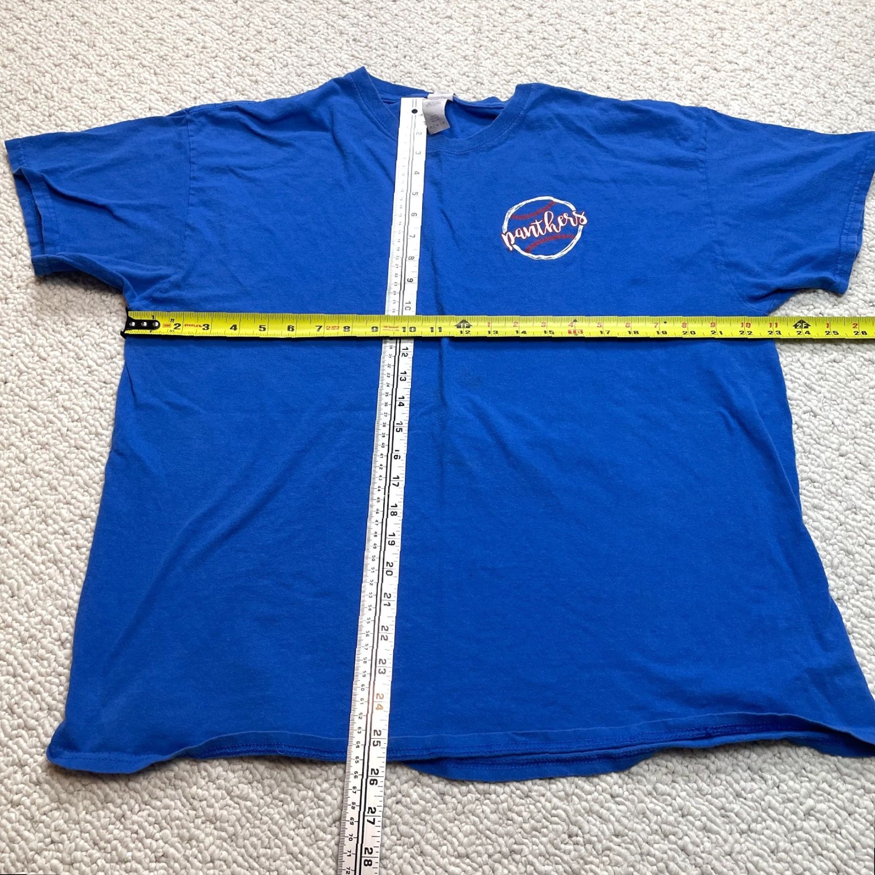Gildan Gildan Heavy Cotton Shirt Mens XL Blue Panthers Logo Short Sleeve Crew T-Shirt Size US XL / EU 56 / 4 - 7 Thumbnail