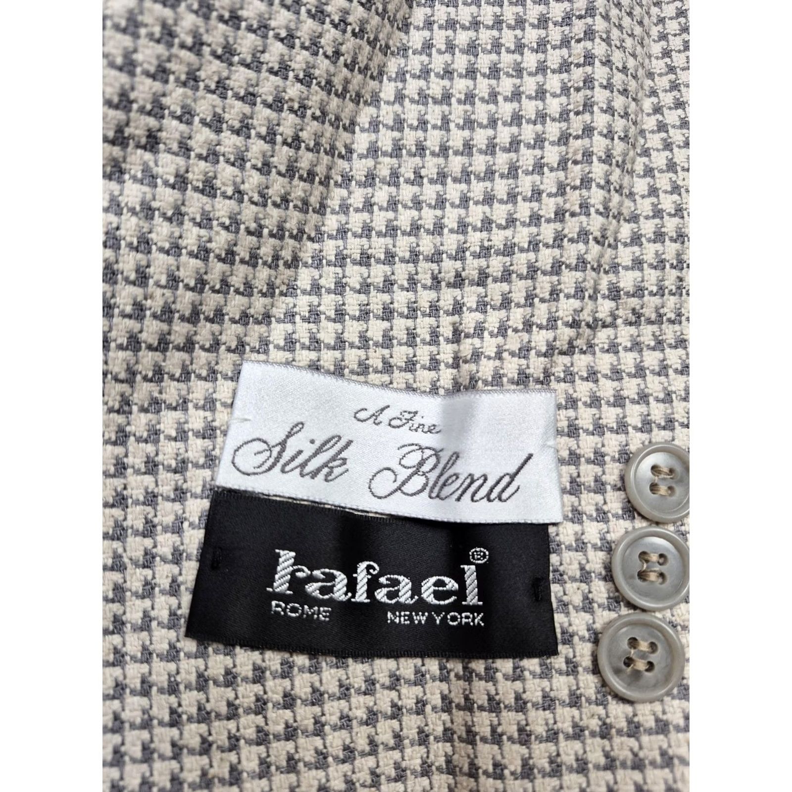 Vintage VTG Jahardi Blazer Mens 50 Long Beige Chateau Silk Blend Houndstooth Sport Coat Size 50R - 3 Thumbnail