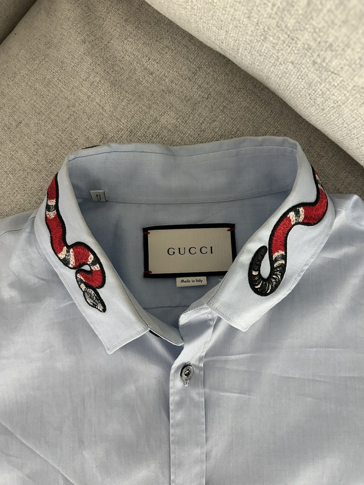 Gucci Gucci Snake Blue Button Up Size US L / EU 52-54 / 3 - 2 Thumbnail