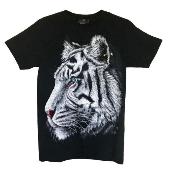 Other White Tiger T-Shirt Glow in the Dark 3-D Piercing Black Tee Size US S / EU 44-46 / 1 - 5 Thumbnail