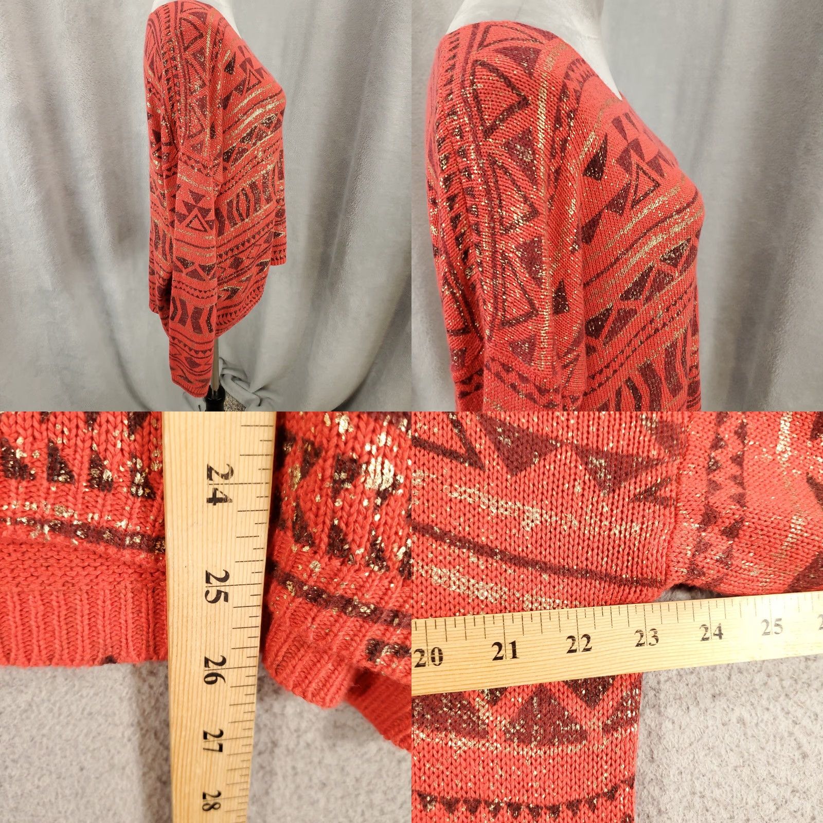 Vintage **Angie Geometric Sweater Women Large Orange Knit** User: Angie Geometric Sweater Women Large Orange Knit Size L / US 10 / IT 46 - 8 Thumbnail