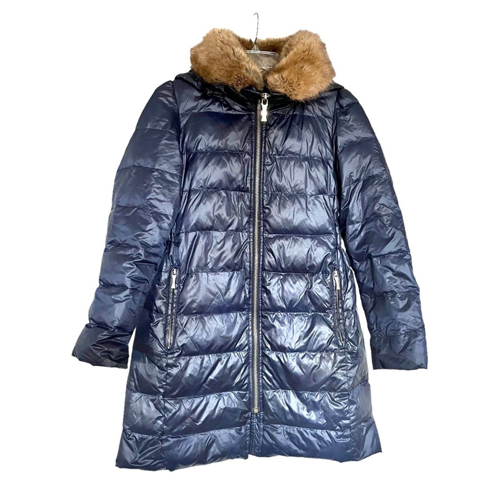 Kate Spade Kate Spade Faux Fur-trim Down Puffer Coat In Navy XS Size XS / US 0-2 / IT 36-38 - 1 Thumbnail