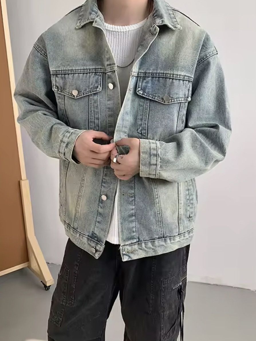 Japanese Brand Wash Blue Denim Jacket - Classic Button-Up Distressed Size US XXL / EU 58 / 5 - 7 Thumbnail