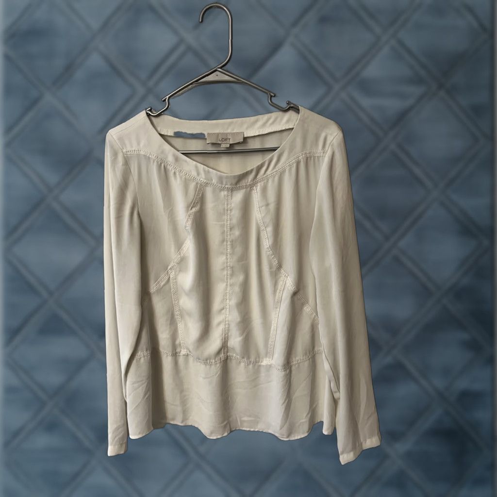 Loft Loft Blouse Woman Long Sleeve Ivory Stitch Round Neck Size M Size M / US 6-8 / IT 42-44 - 1 Thumbnail