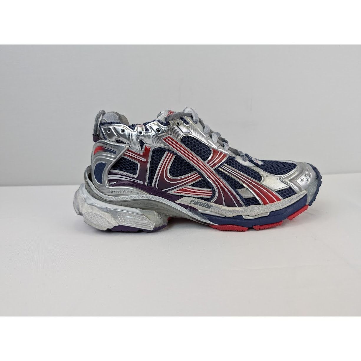 Balenciaga o1rshd1 Mesh Rubber Runner in Navy/Red/Grey Size US 11 / EU 44 - 4 Thumbnail