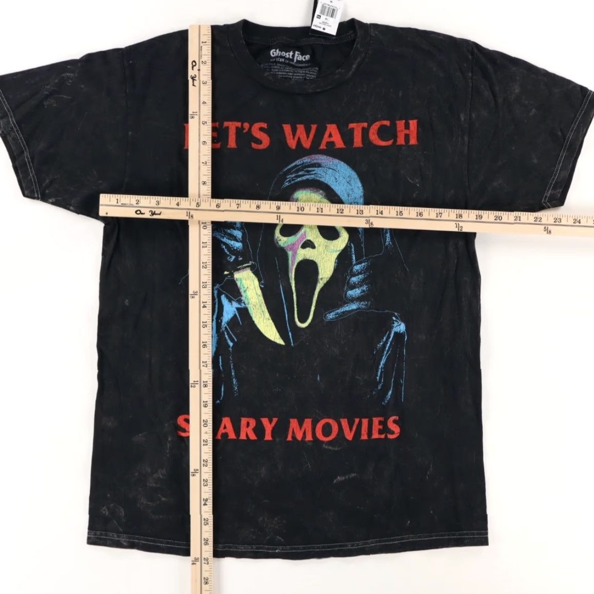 Vintage Ghost Face T-Shirt Men Black Acid Wash Ghost Face Let's Watch Scary Movies M Shirt 90s? Size US M / EU 48-50 / 2 - 3 Thumbnail