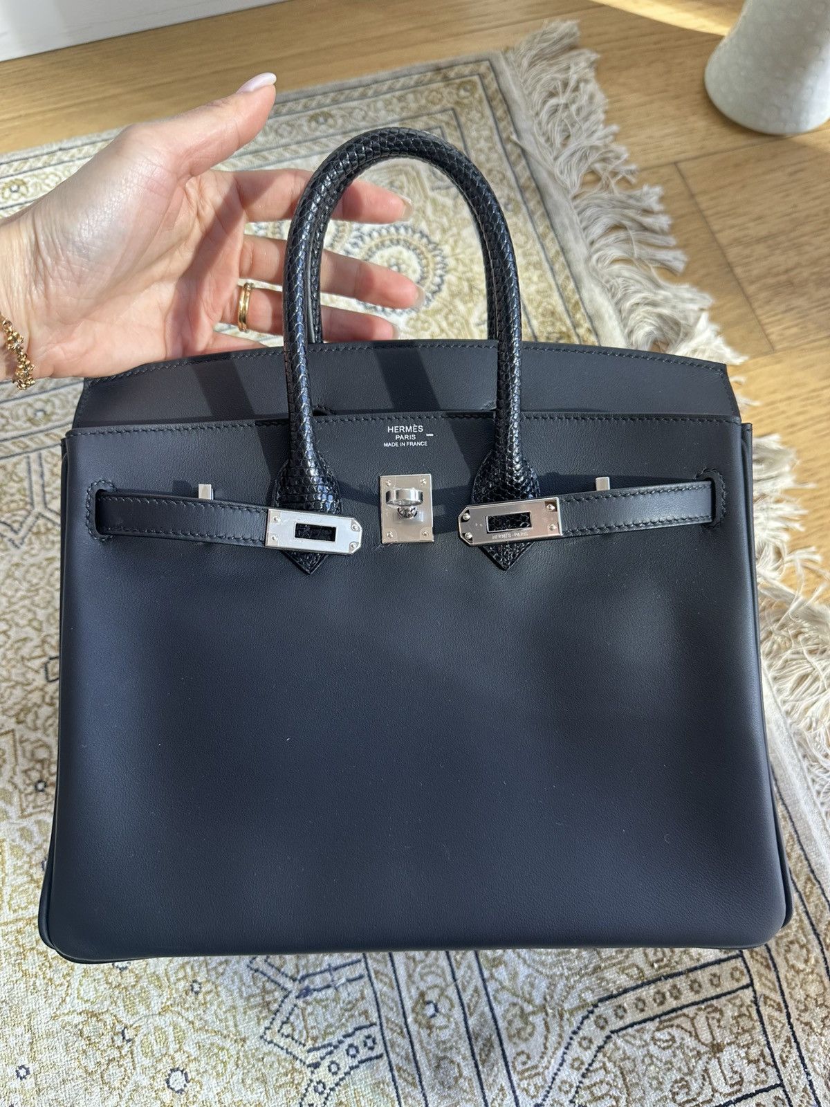 Hermes Hermès Black Niloticus Lizard and Swift Touch Birkin 25 Size ONE SIZE - 1 Thumbnail