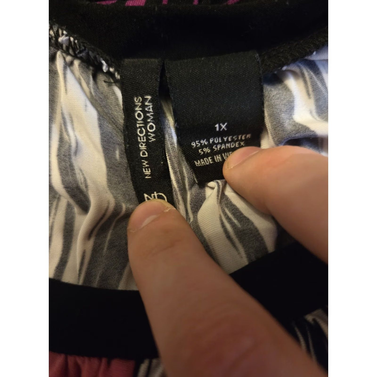 Pinko New Directions Woman Pink Black White Colorblock Stripe Top Boho 1X Plus Size XL / US 12-14 / IT 48-50 - 8 Thumbnail