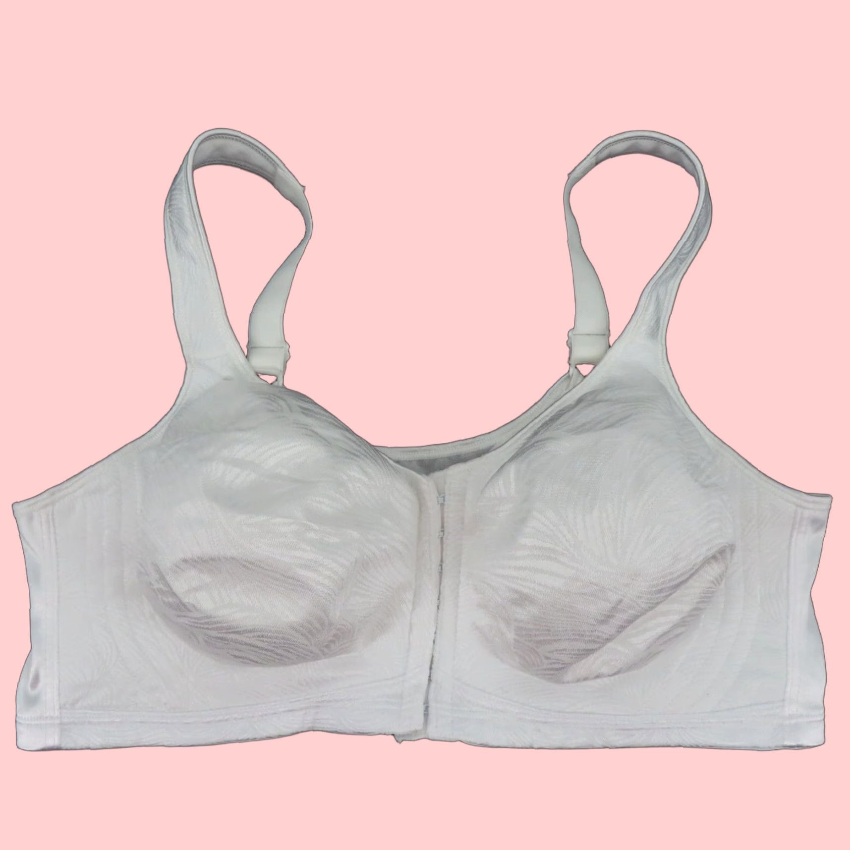 Vintage Playtex 18 Hour Wireless Bra 42D White T-Shirt Full Coverage Front Close Womens