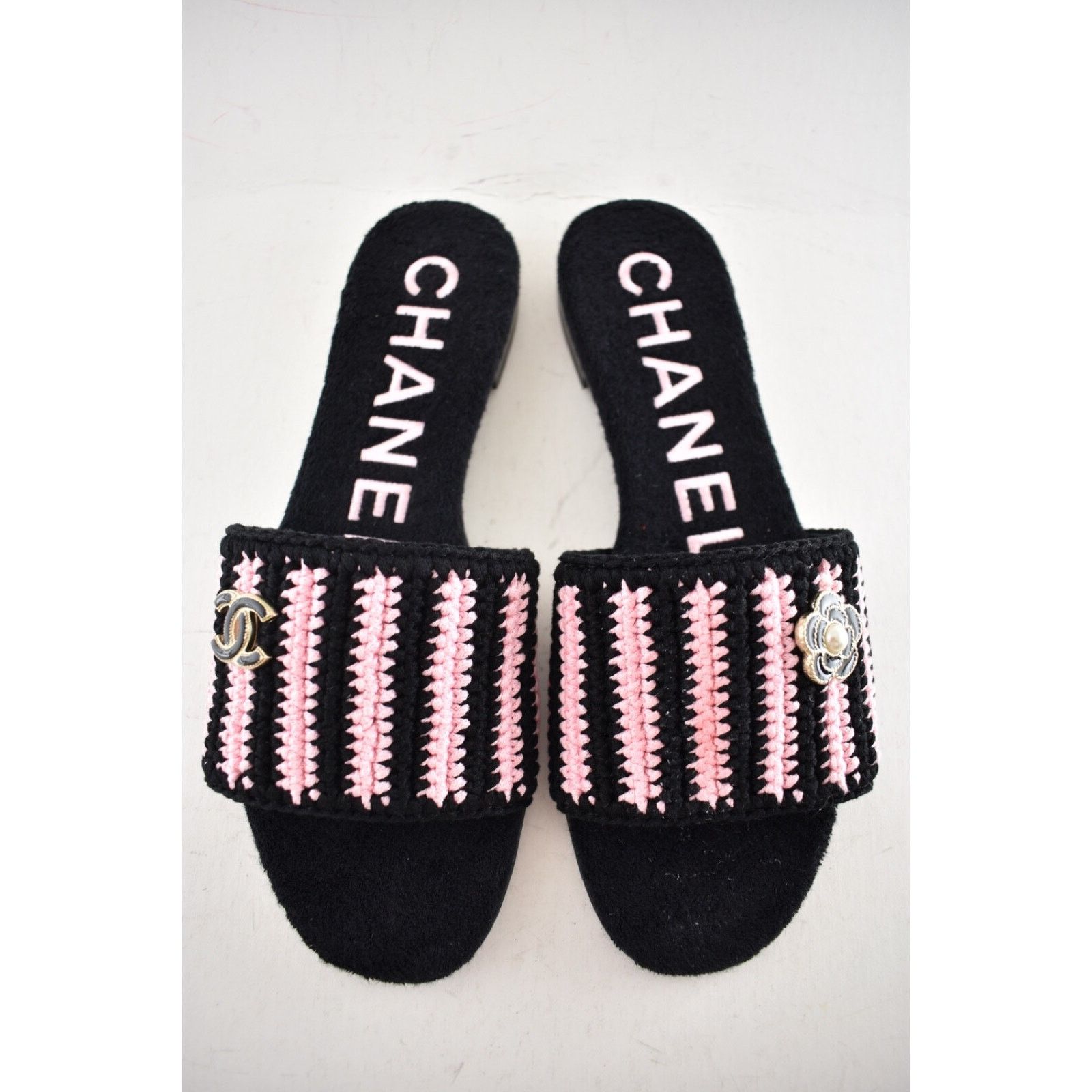 Chanel Chanel 24M Black Pink Crochet Stripe Camellia Flower Logo Size US 9 / IT 39 - 12 Thumbnail