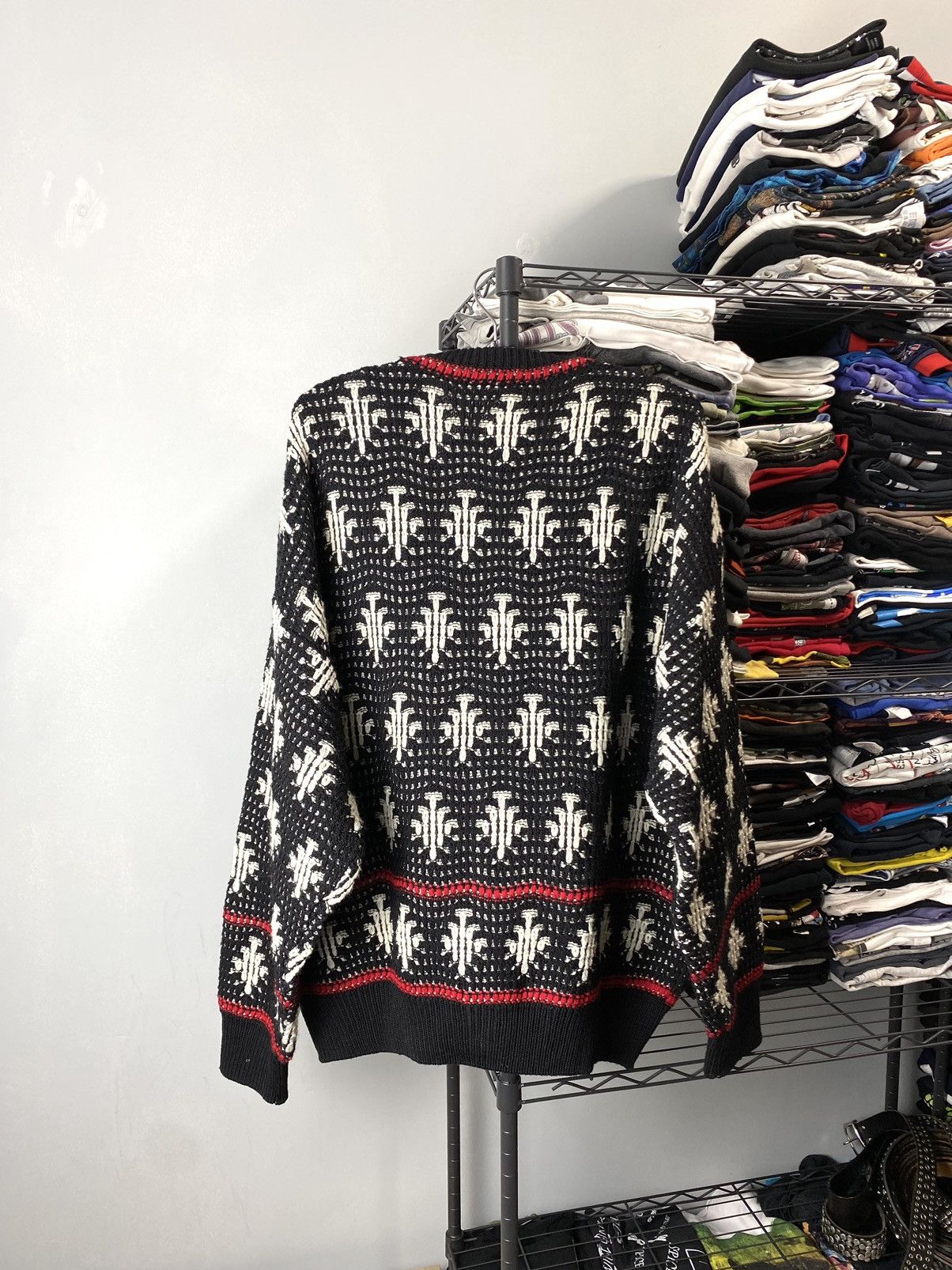Vintage Rare! Nani Bon Wool Luxury Cardigan Sweater Abstract Knit Size US L / EU 52-54 / 3 - 11 Thumbnail