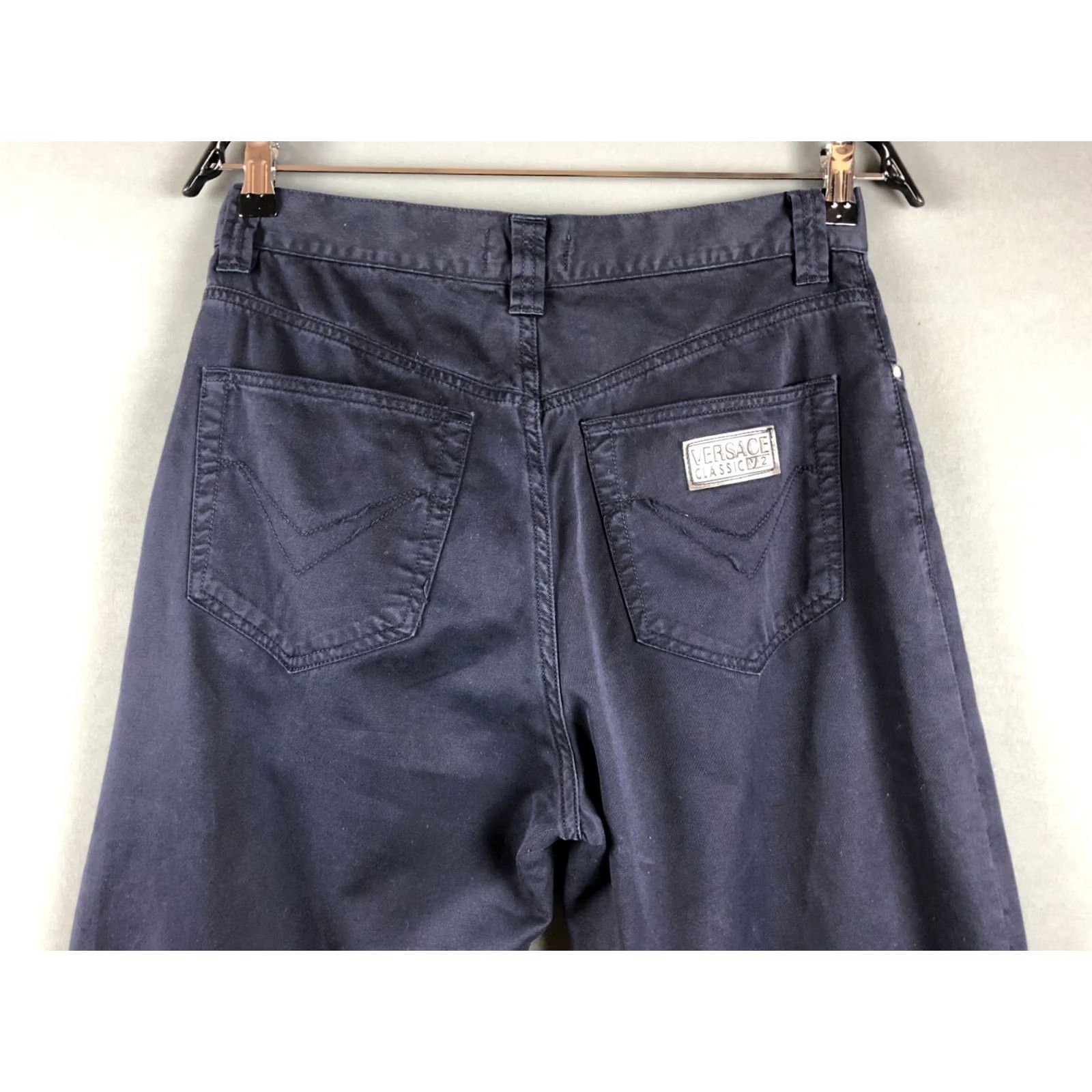Versace Versace Jeans Cotton Dark Blue Men Jeans 33 Classic Straight 5-Pocket Denim Logo Blue 100% Cotton Jeans Size US 33 - 4 Thumbnail