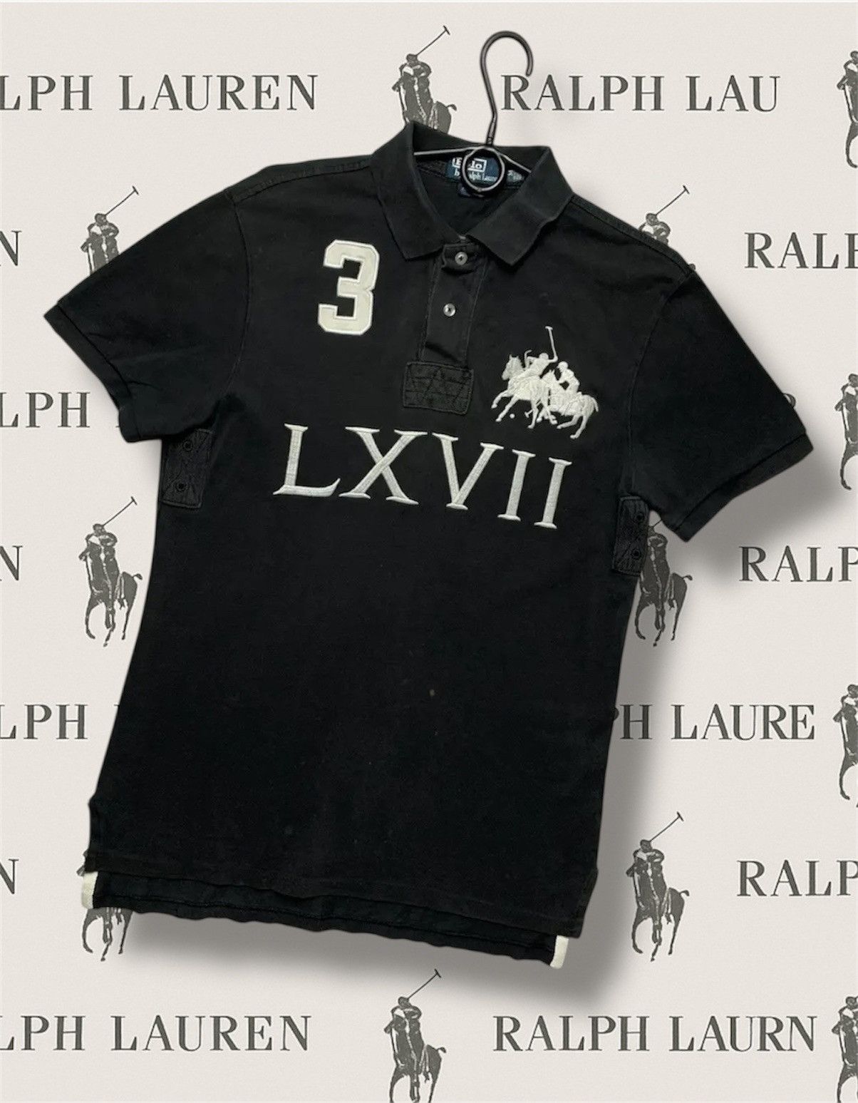 Polo Ralph Lauren Vintage polo Ralph Lauren black big logo number distressed Size US M / EU 48-50 / 2 - 1 Thumbnail