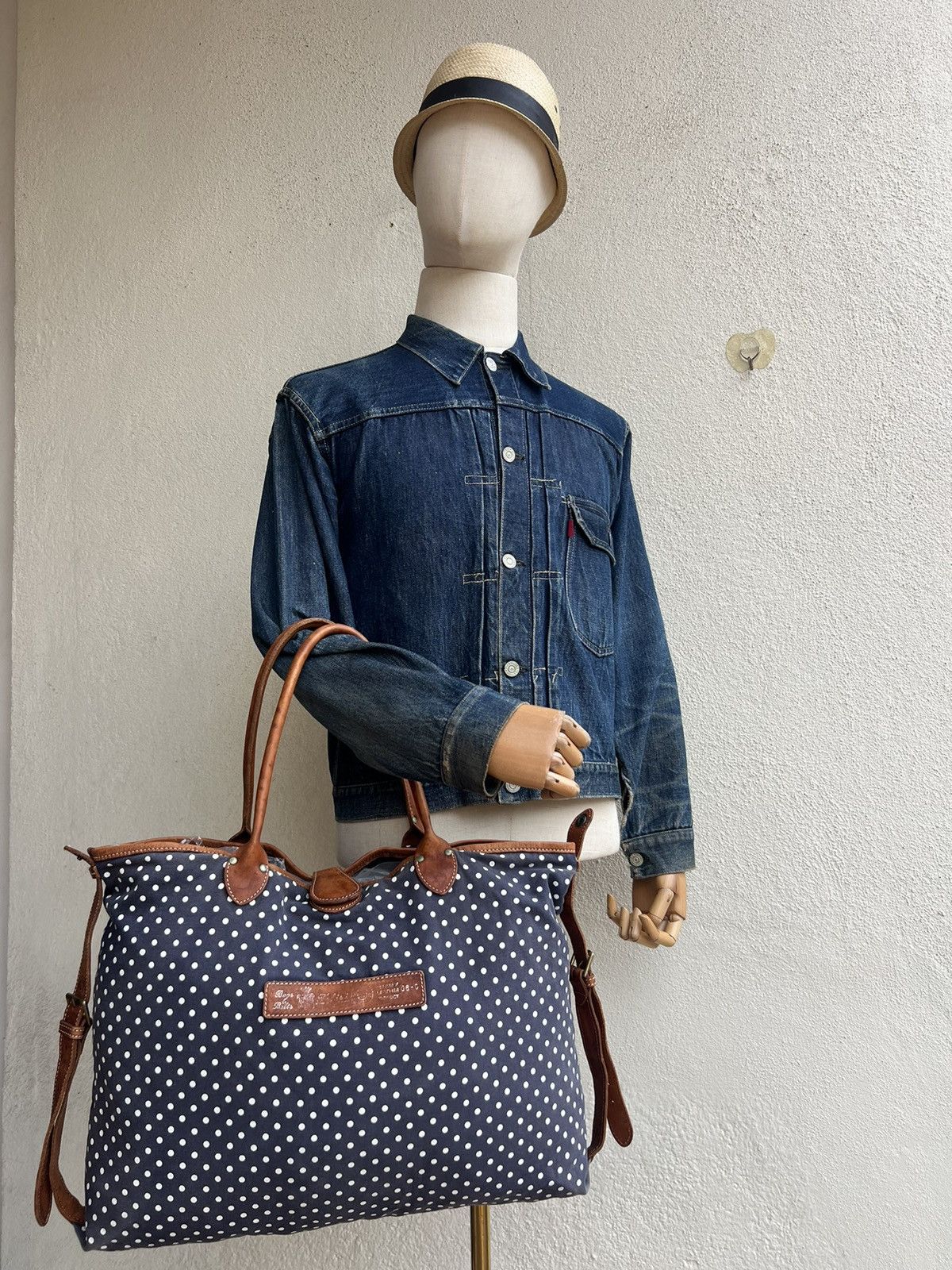 Felisi Vintage FELISI Sun Faded Canvas Leather Tote Bag Size ONE SIZE - 4 Thumbnail
