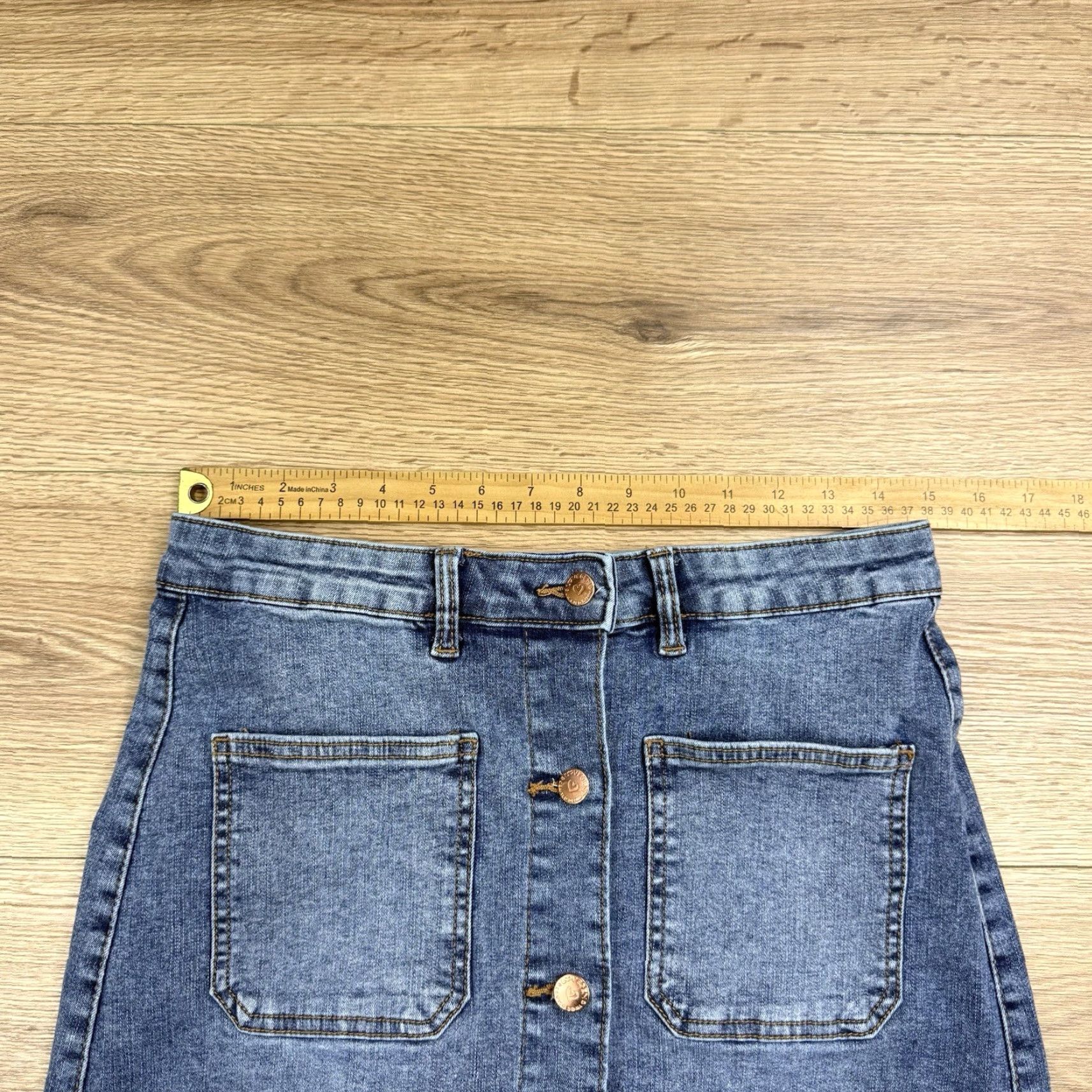 Vintage Love Gen Denim Midi Skirt Size 9/30 A-Line High Waist Patch Pocket Blue Womens Midi Denim Skirt 9 Girls? Size 30" / US 8 / IT 44 - 4 Thumbnail