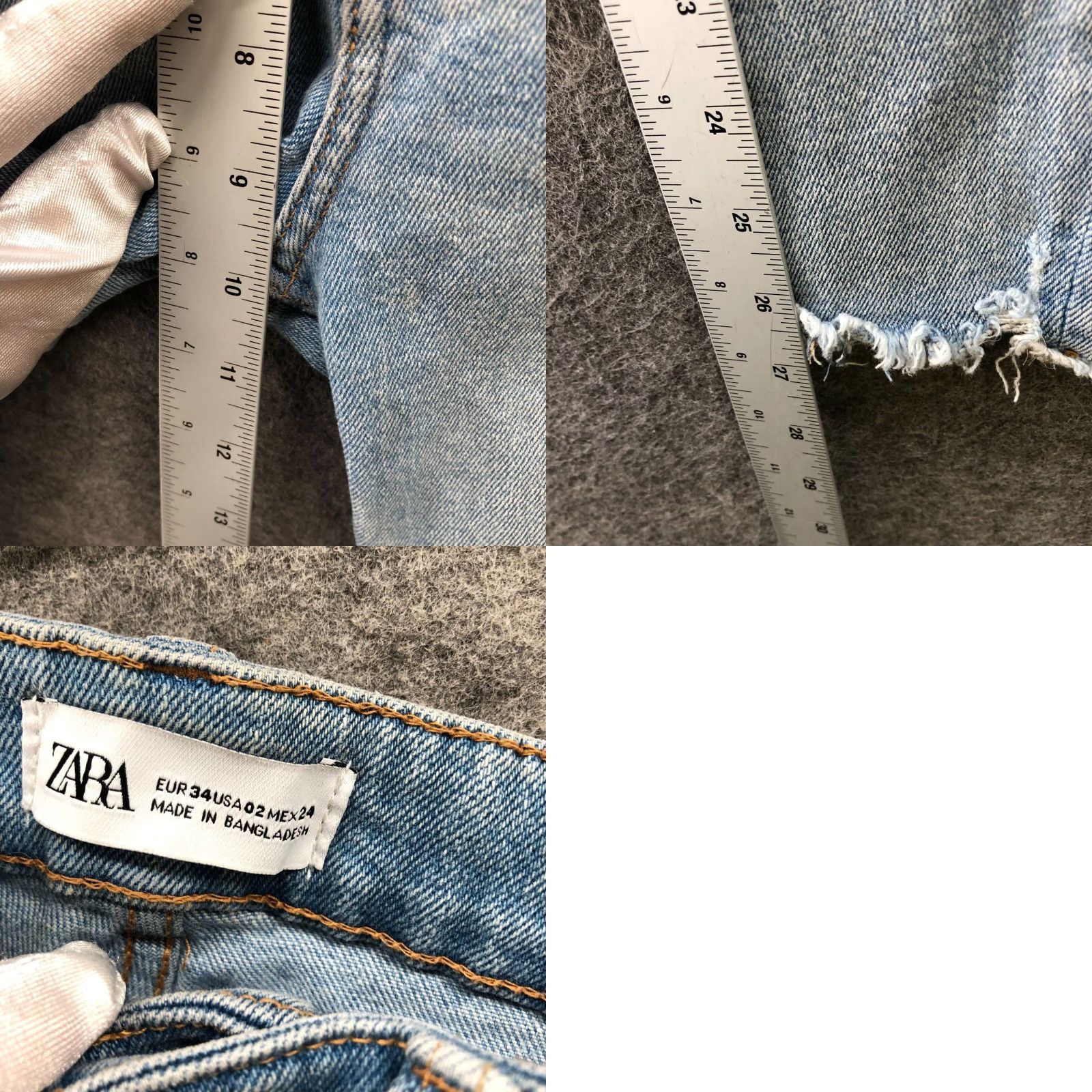 Zara VINTAGE Zara High Rise Skinny Jeans Womens Size 2 Blue Light Wash Frayed Hem Stretch Denim Size 26" / US 2 / IT 38 - 8 Thumbnail
