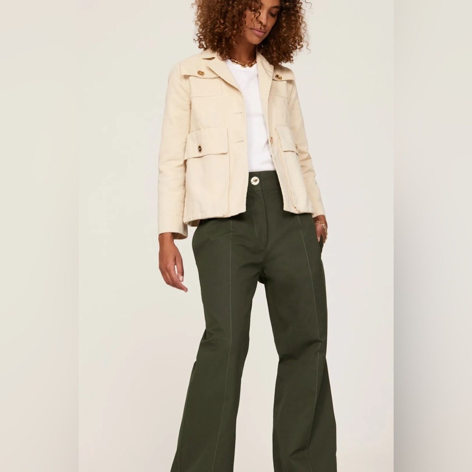 Patou Patou Pants Green Size 2 (French 34) Army Green Olive Flare Size 26" / US 2 / IT 38 - 4 Thumbnail