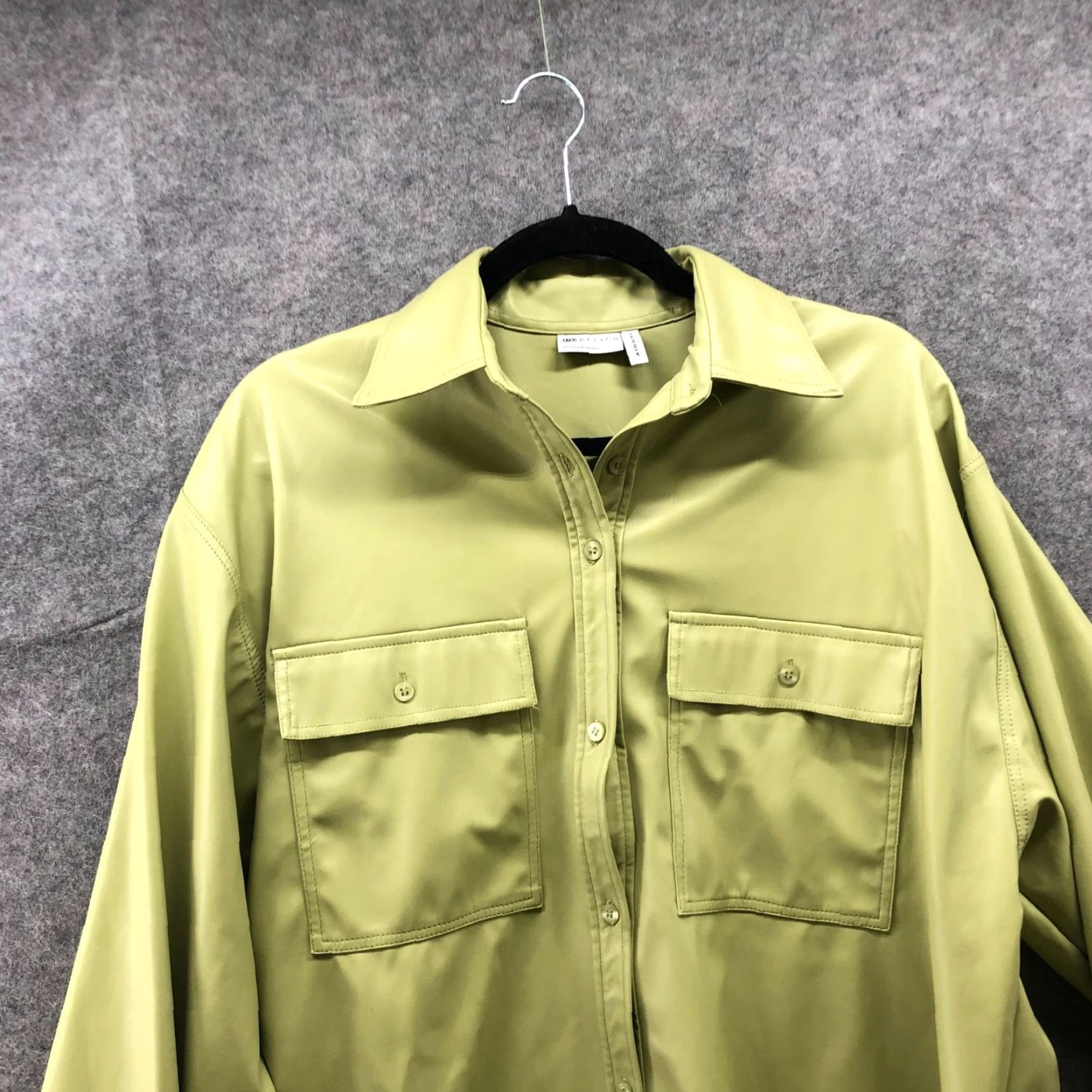 Asos ASOS Faux Leather Oversized Shirt Jacket Womens 4 (S) Lime Green Shacket Shirt Jacket Womens 4 Lime Green ASOS Oversized Shacket Green Casual 90s? Size S / US 4 / IT 40 - 5 Thumbnail