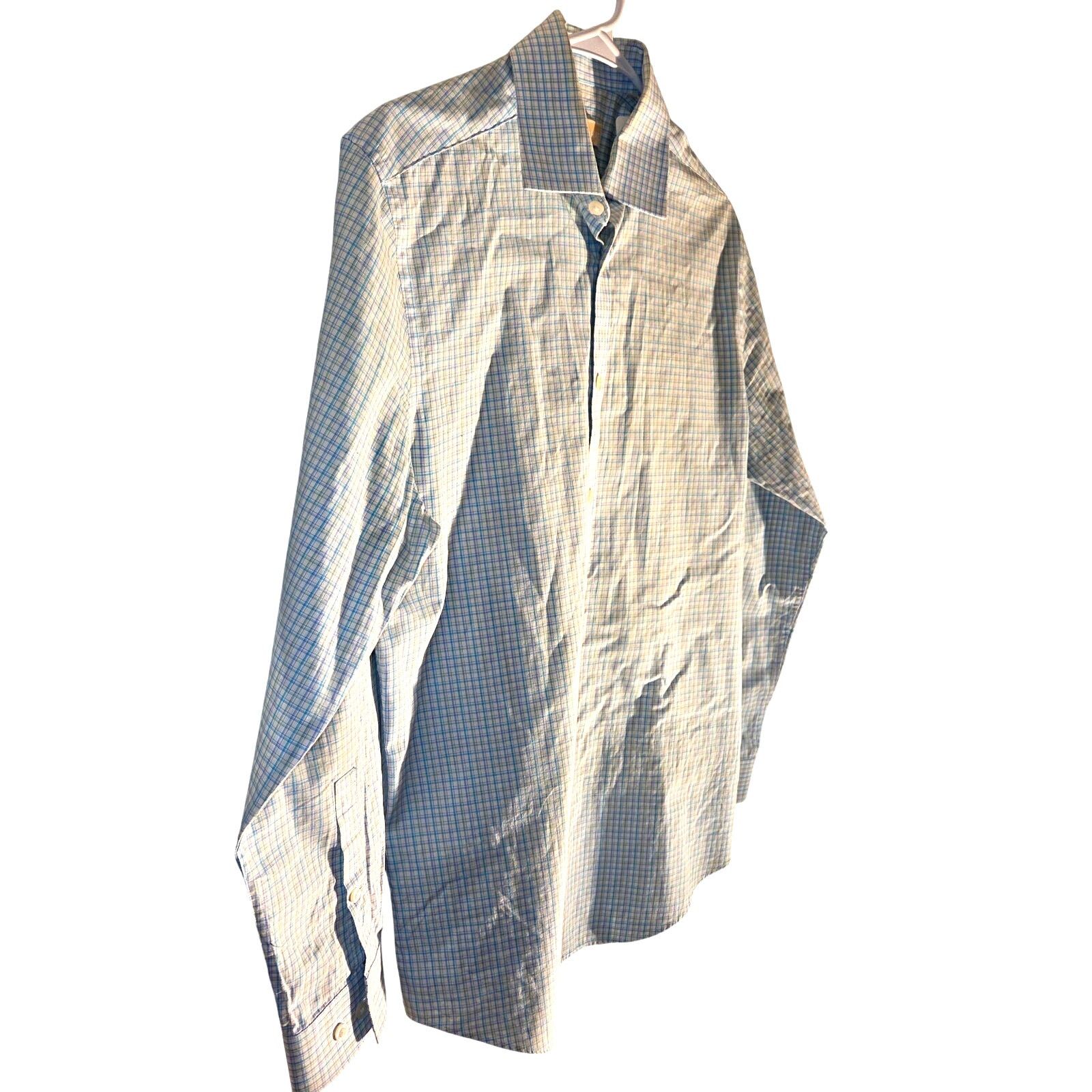 Michael Kors Michael Kors Men's Blue &Gold Checkered Dress Shirt 15.5viet Size US XS / EU 42 / 0 - 3 Thumbnail